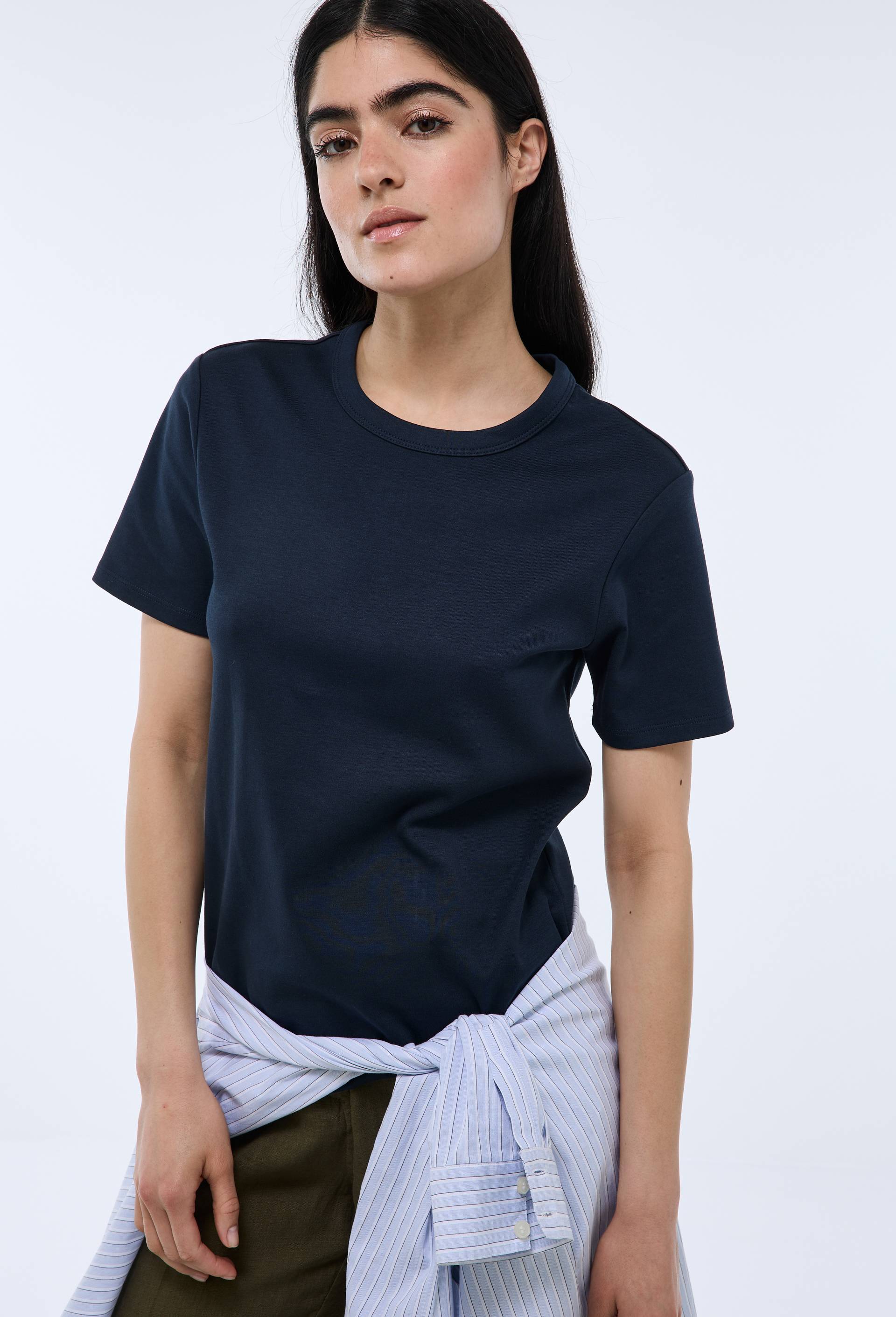 T-shirt manches courtes &eacute;pais en coton BIO GOTS, Bleu fonc&eacute;, large image number 0