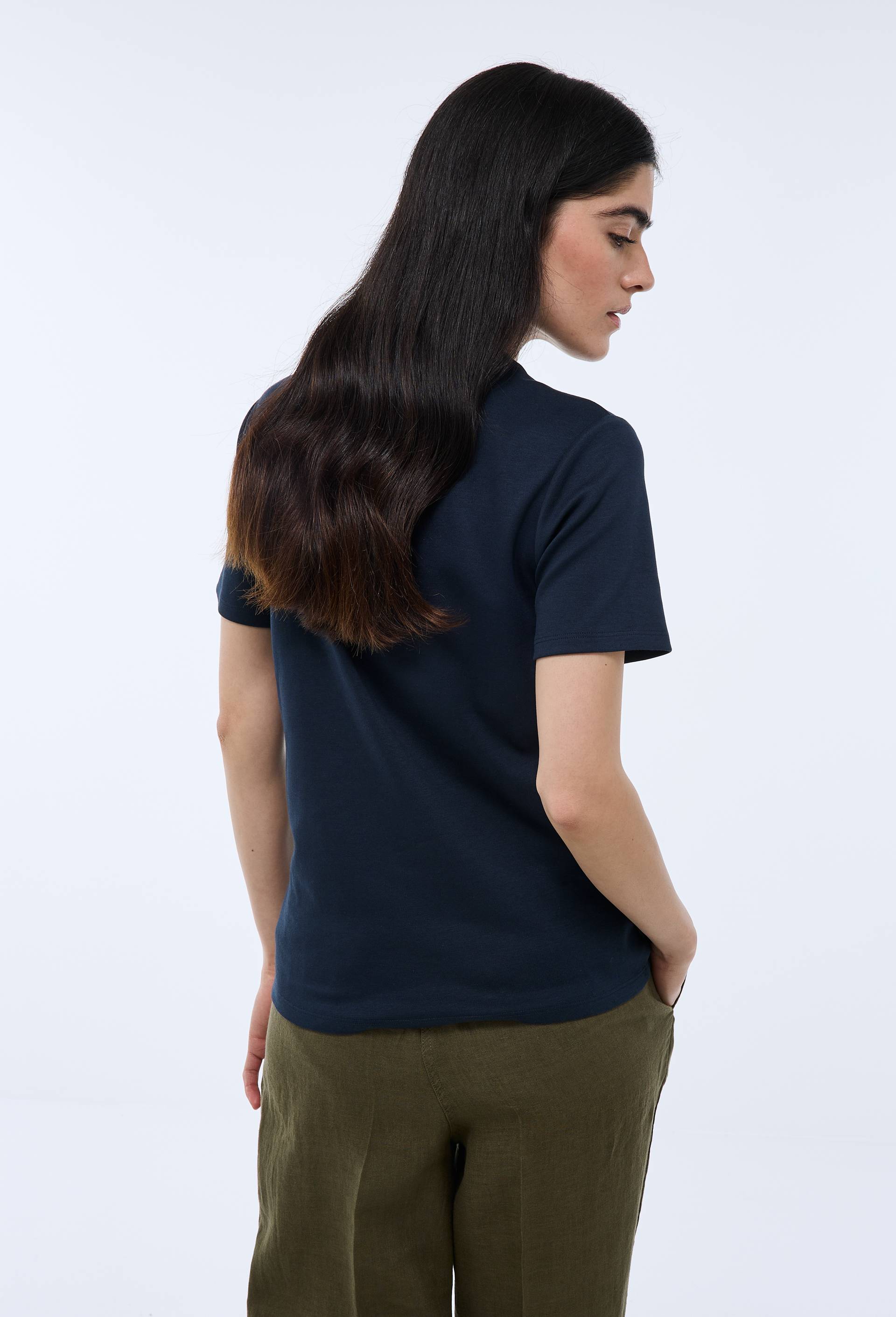T-shirt manches courtes &eacute;pais en coton BIO GOTS, Bleu fonc&eacute;, large image number 1.0