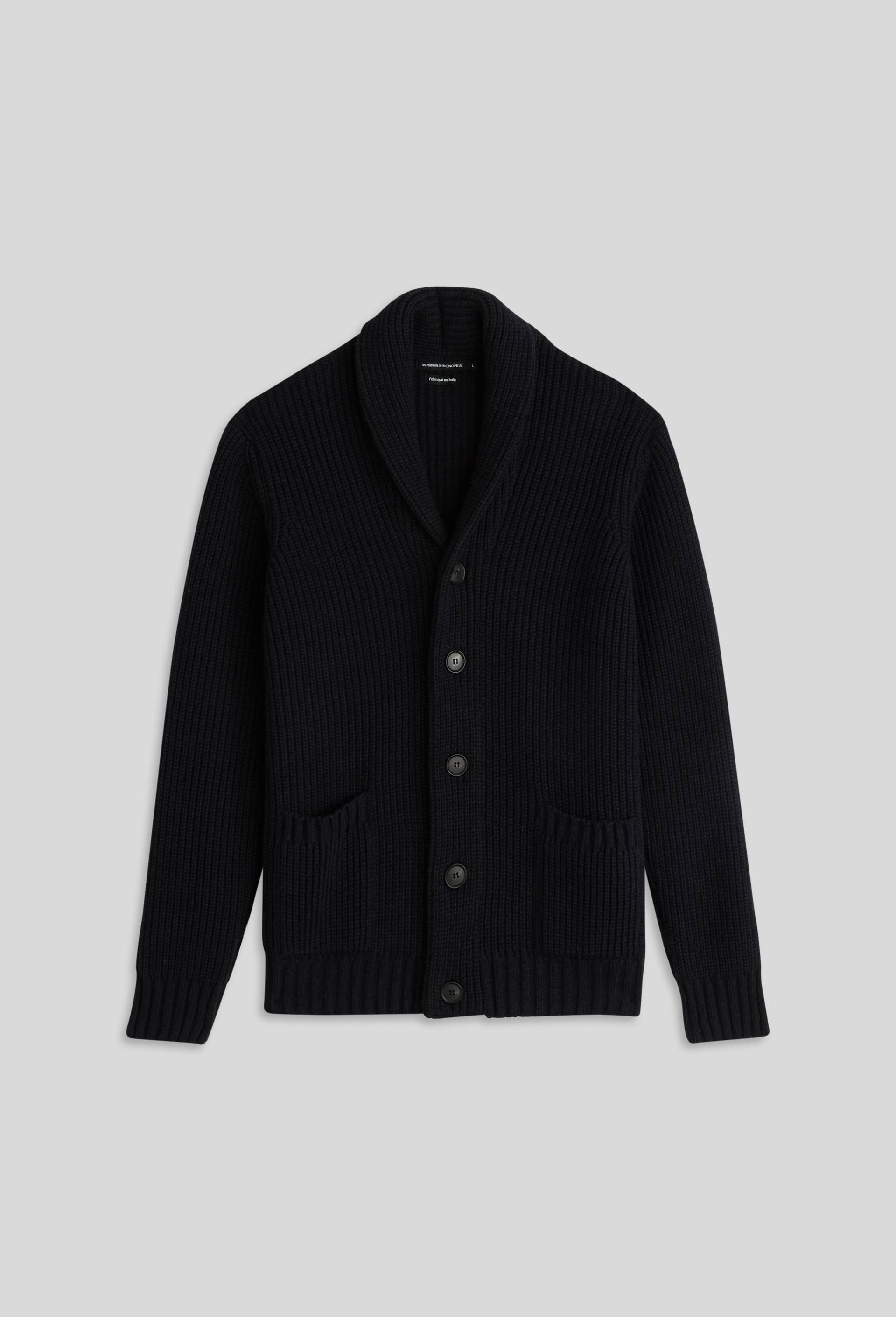 Gilet col ch&acirc;le boutonn&eacute;, Bleu fonc&eacute;, large image number 2