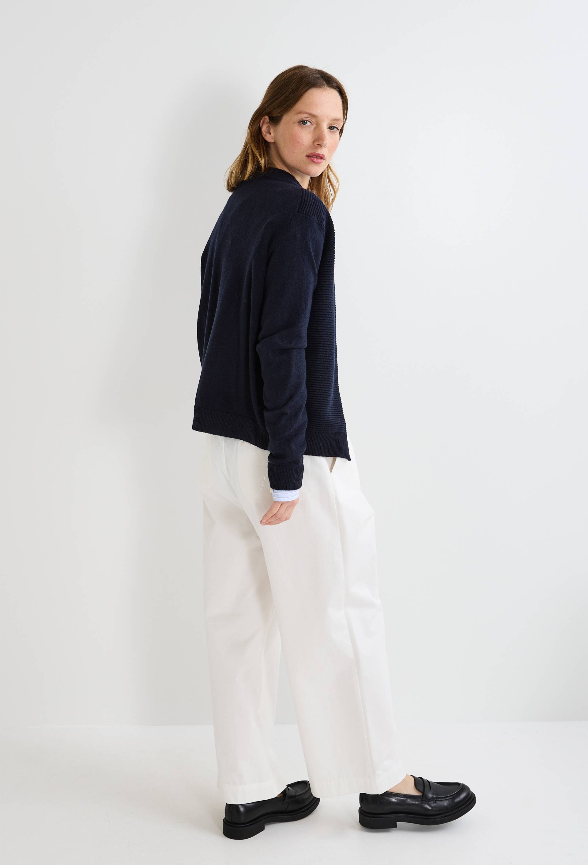 Cardigan zippé contenant de la laine et du cachemire, Bleu foncé, large image number 1