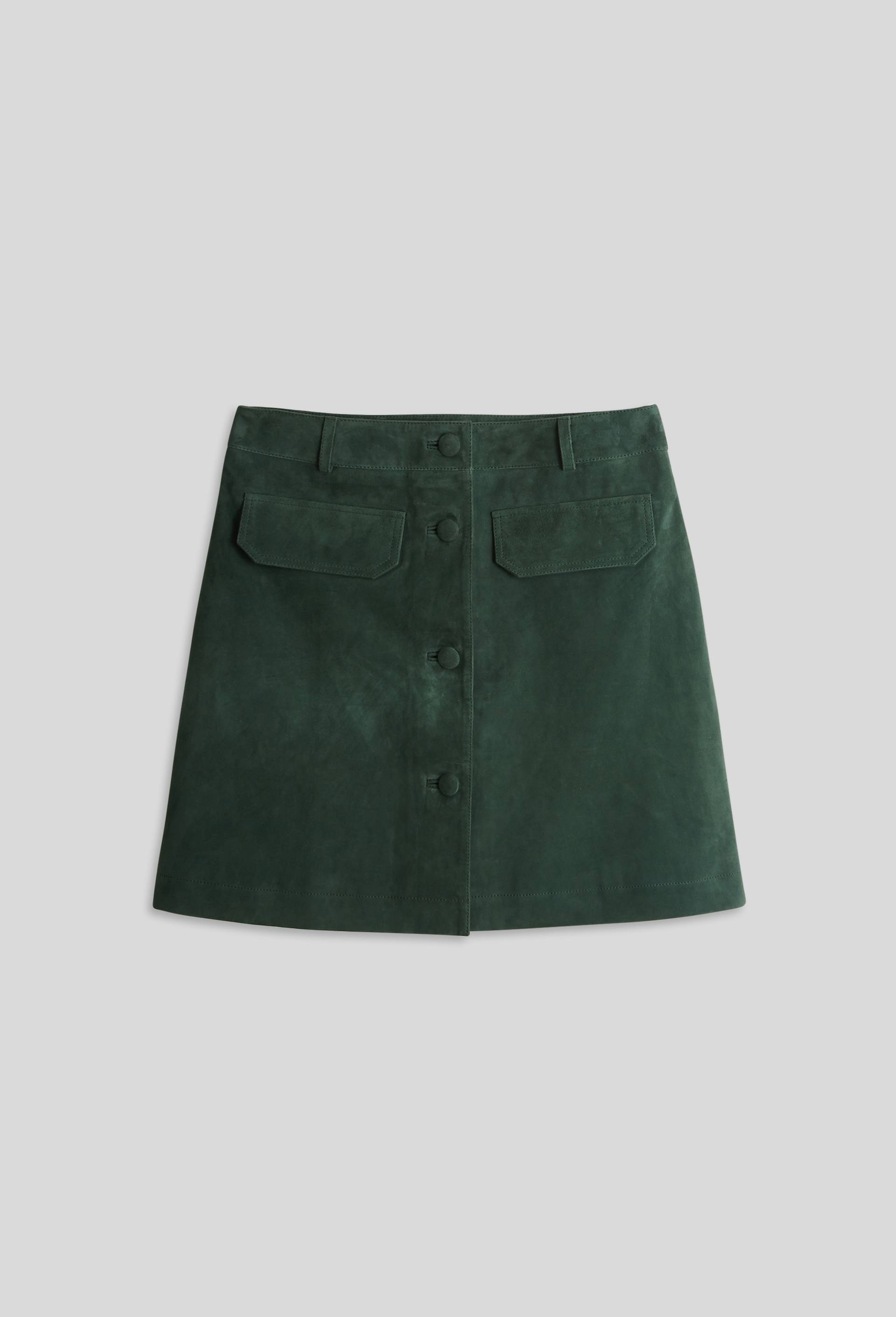 Jupe courte en cuir, Vert foncé, large image number 2.0