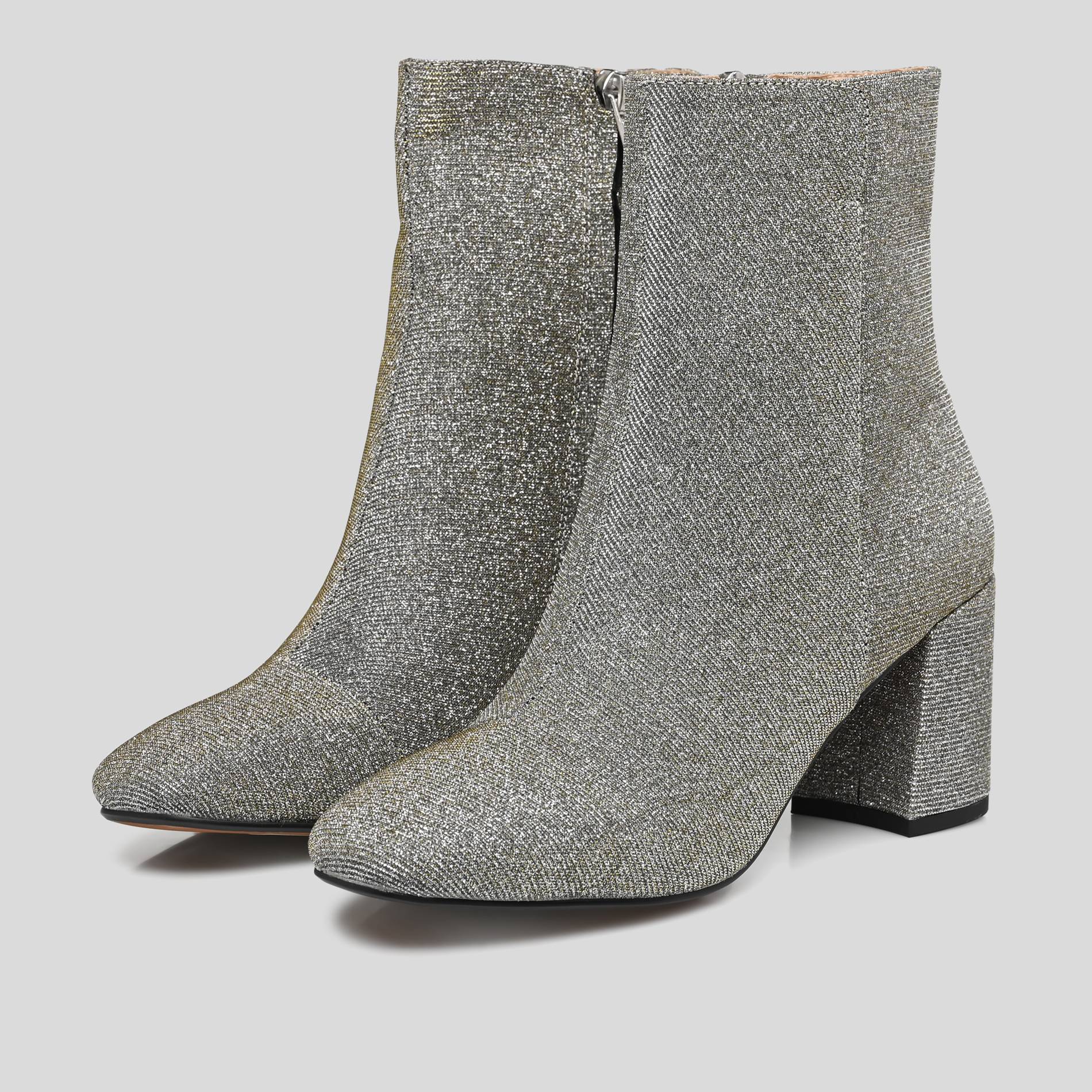 Bottines paillet&eacute;es &agrave; talon, Argent, large image number 3