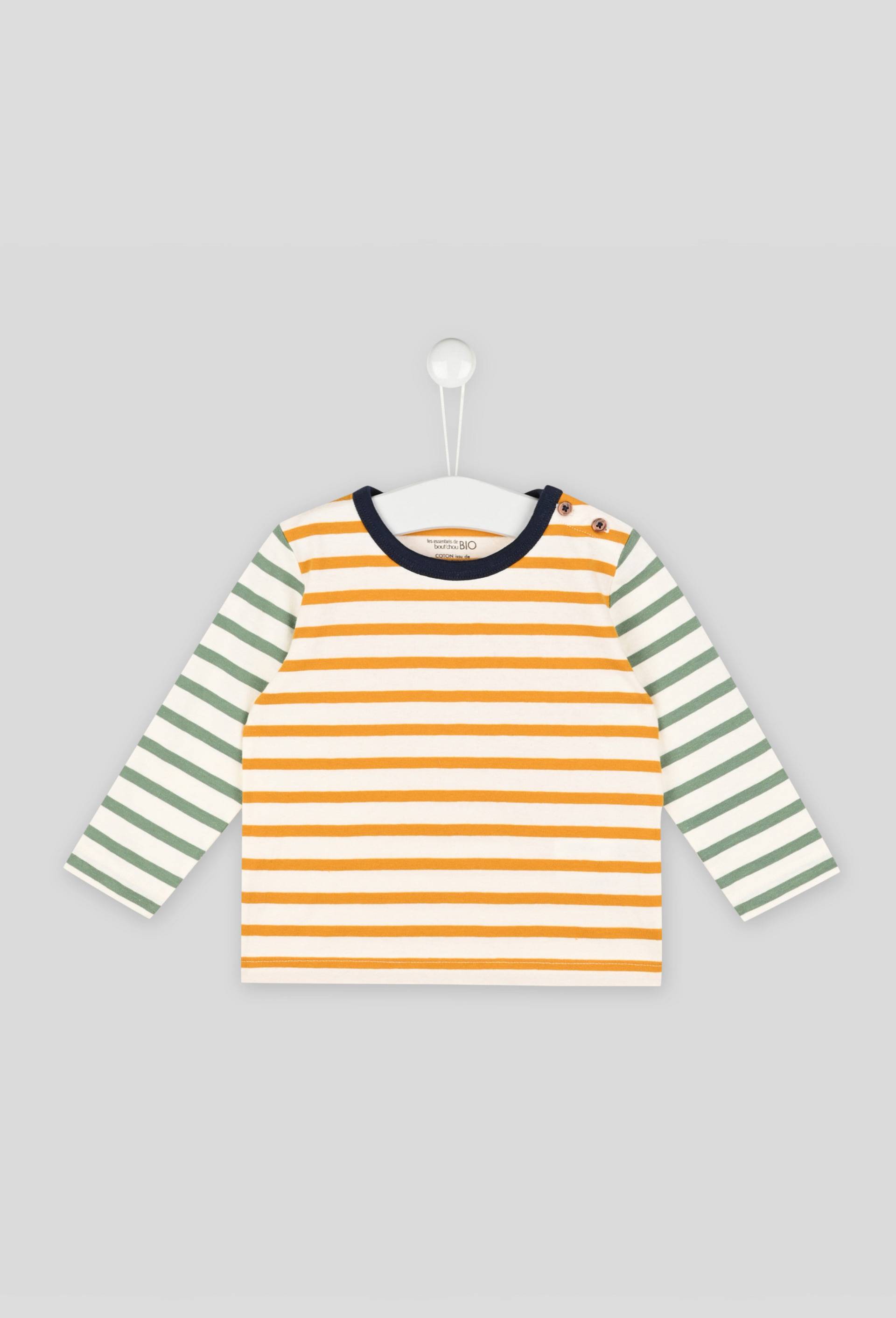 T.shirt marinière manches longues marinière, en coton BIO, certifié Oeko-Tex, Jaune foncé, large image number 0