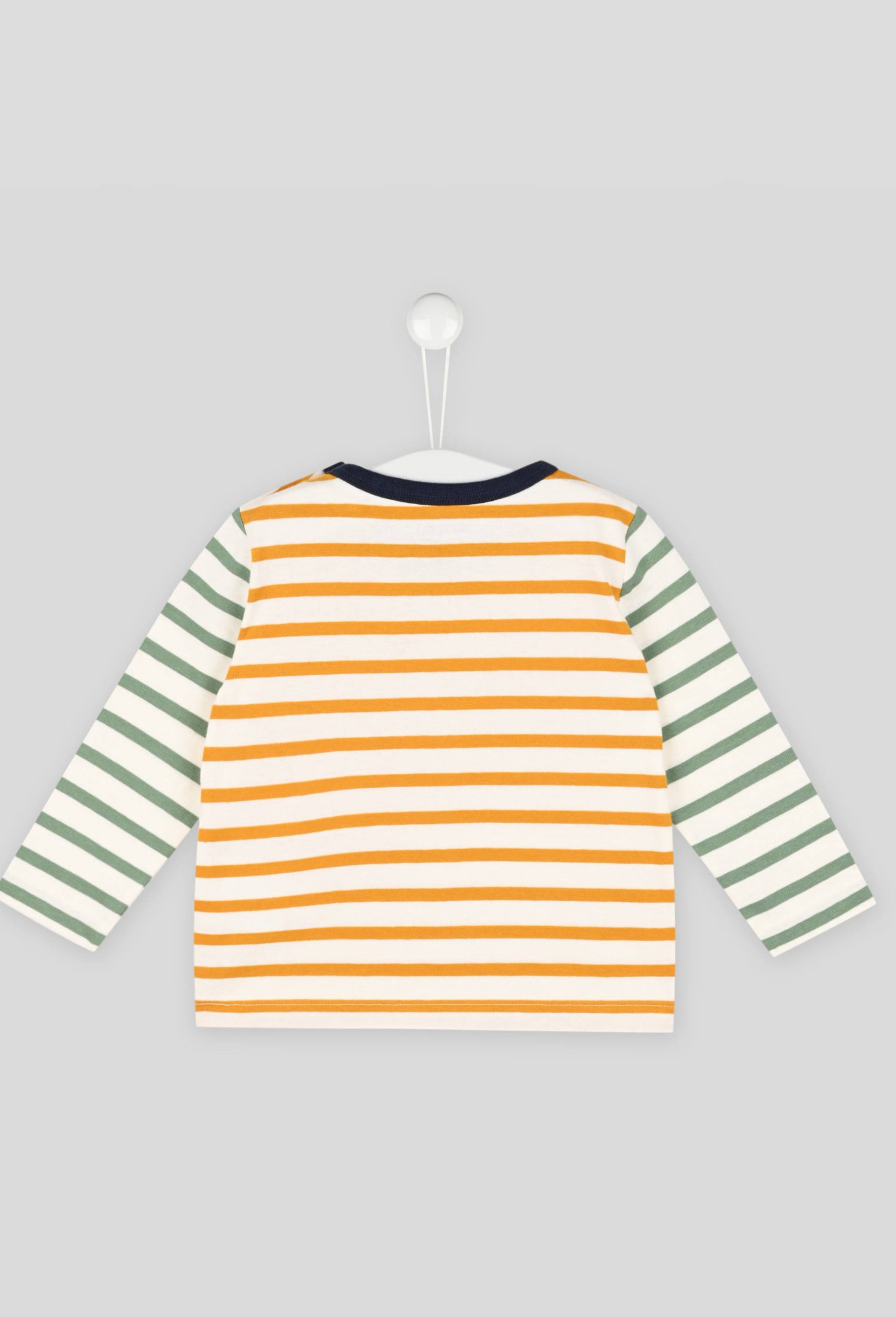 T.shirt marinière manches longues marinière, en coton BIO, certifié Oeko-Tex, Jaune foncé, large image number 1.0
