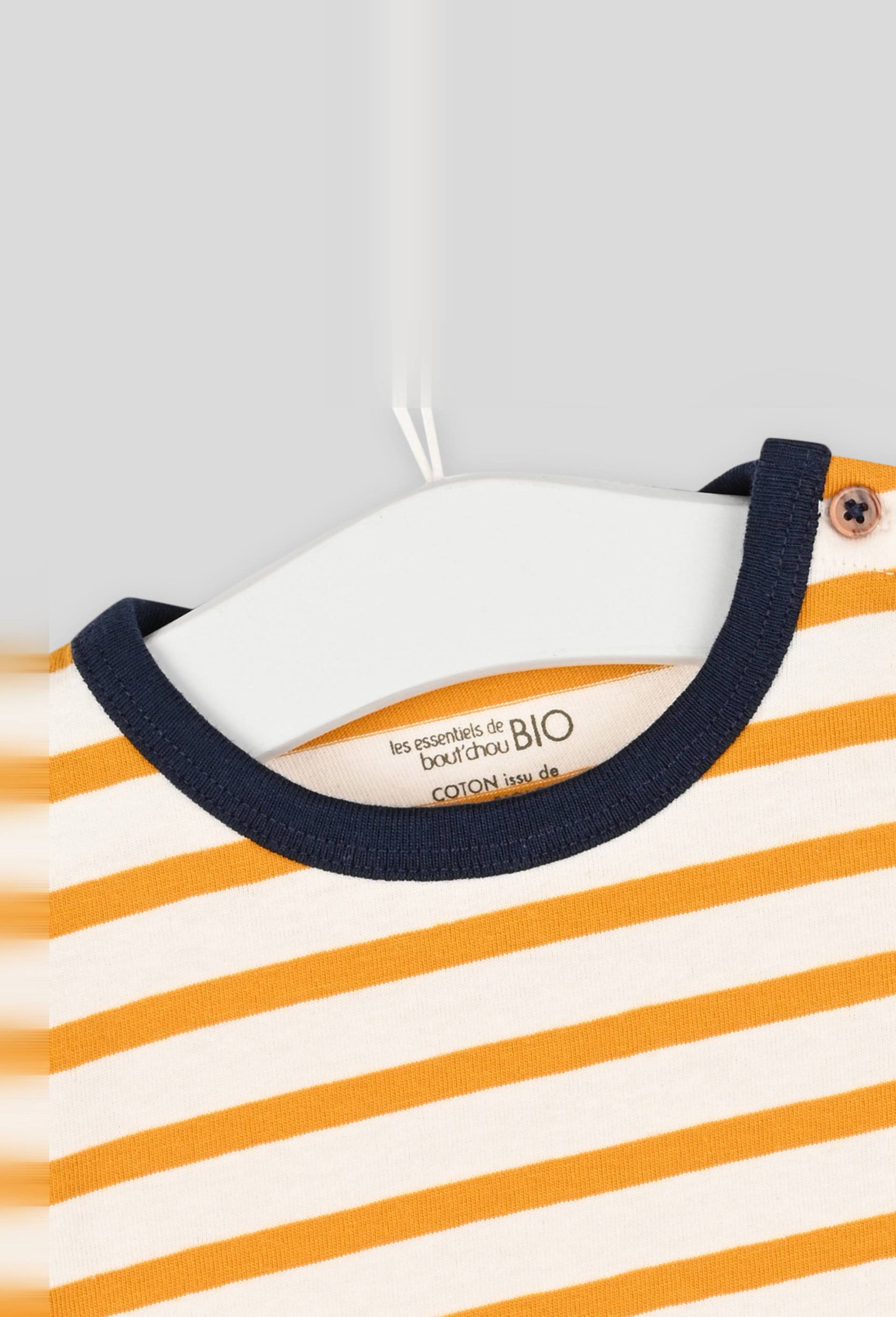 T.shirt marinière manches longues marinière, en coton BIO, certifié Oeko-Tex, Jaune foncé, large image number 2.0