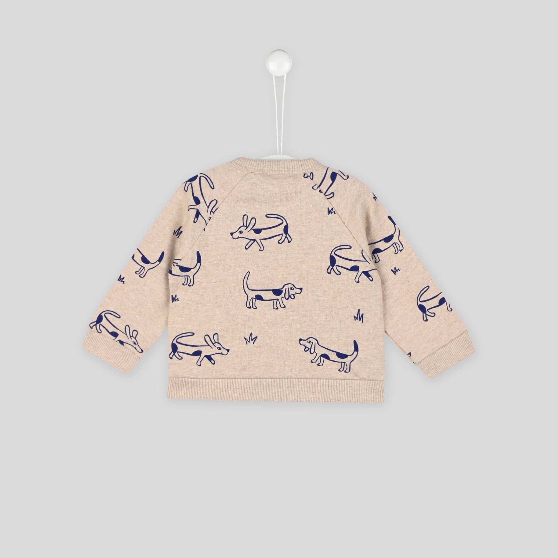 Sweat imprimé chiens en coton BIO, Oeko-Tex, Beige, large image number 1.0