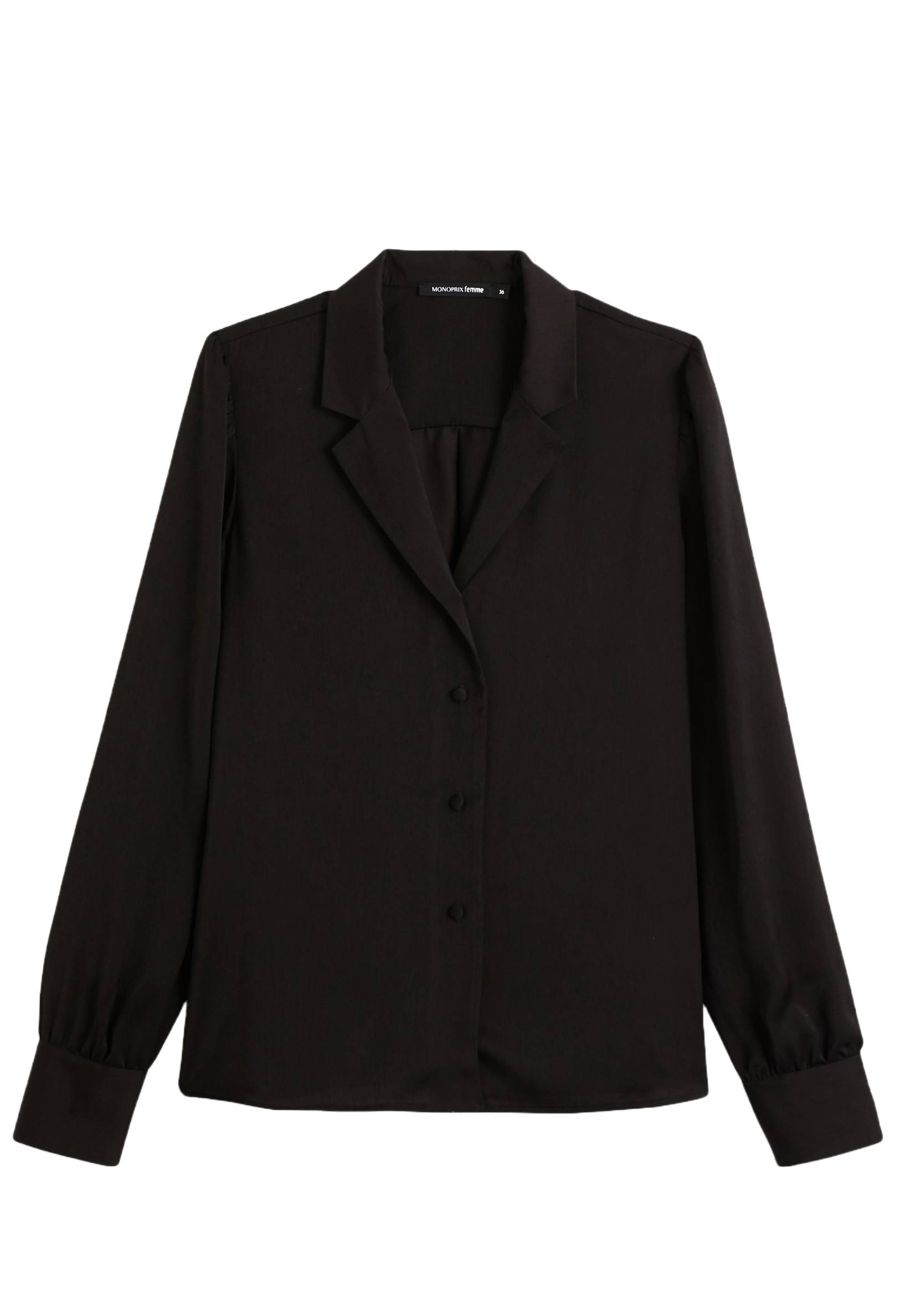 Chemise col tailleur unie, Noir, large image number 5