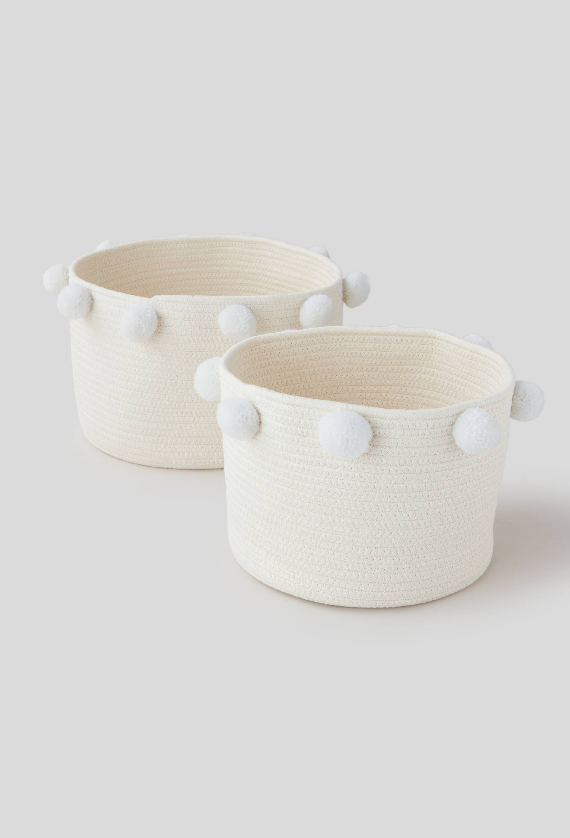 Panier pompoms, petit modèle, Blanc, large image number 1