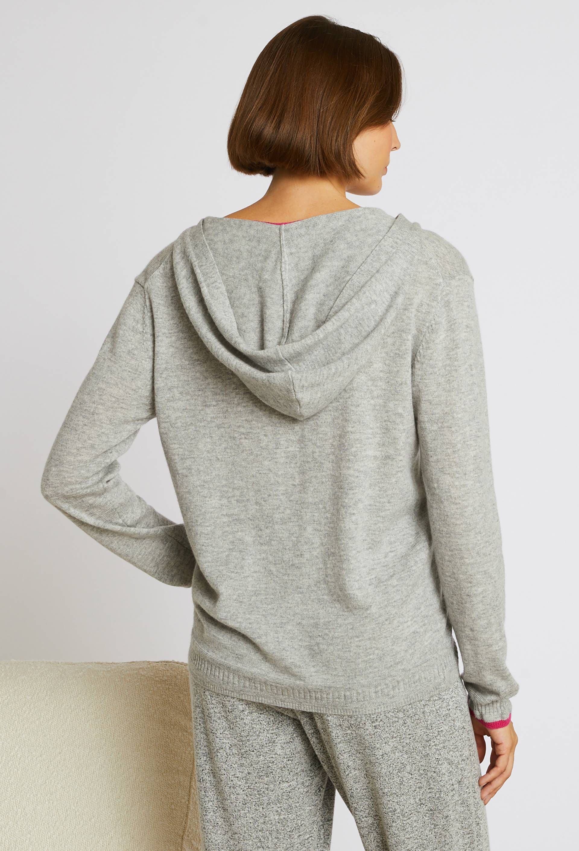 Sweat à capuche en laine et cachemire OEKOTEX, Gris, large image number 1