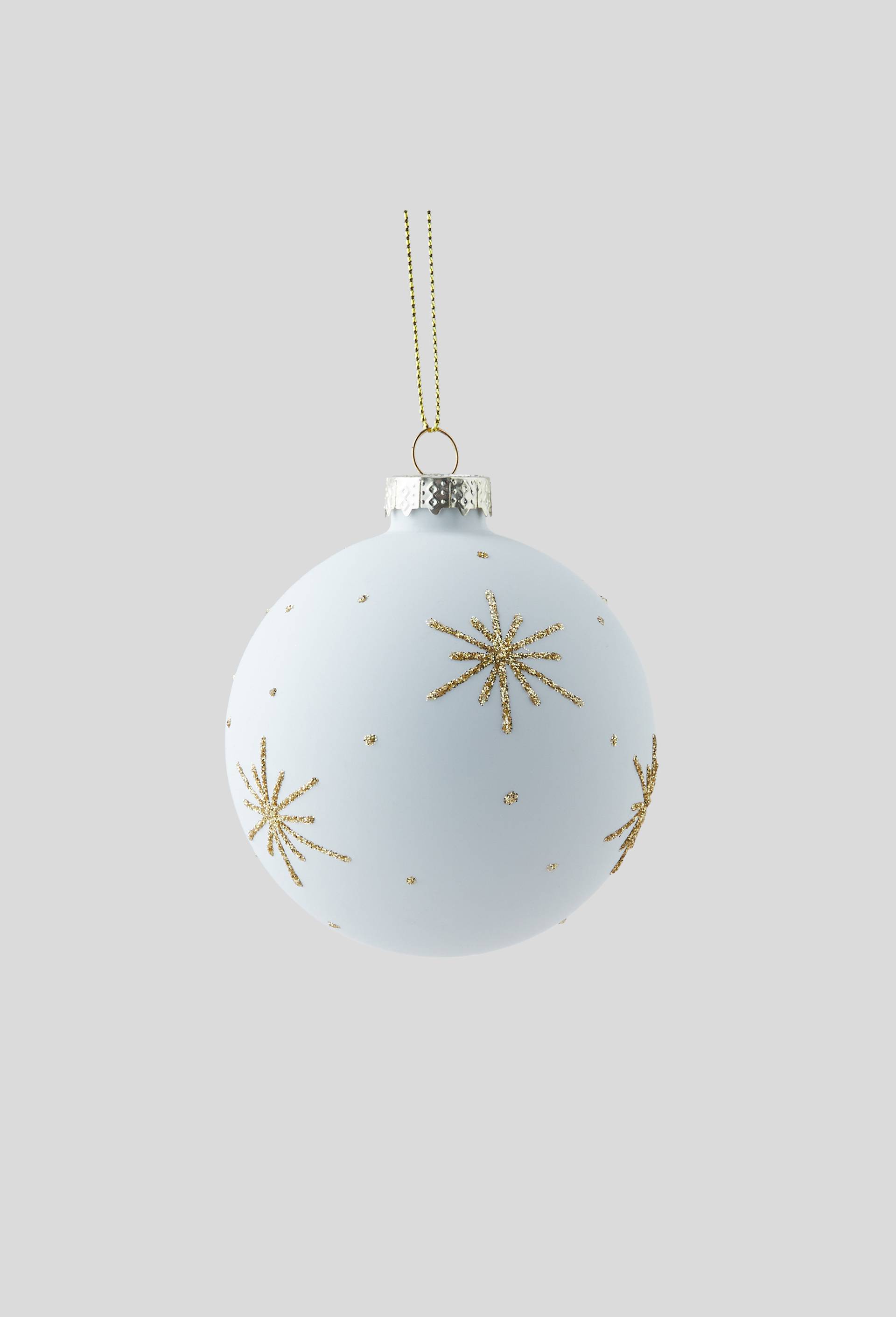 Boule en verre mat avec etoile, Blanc, large image number 0