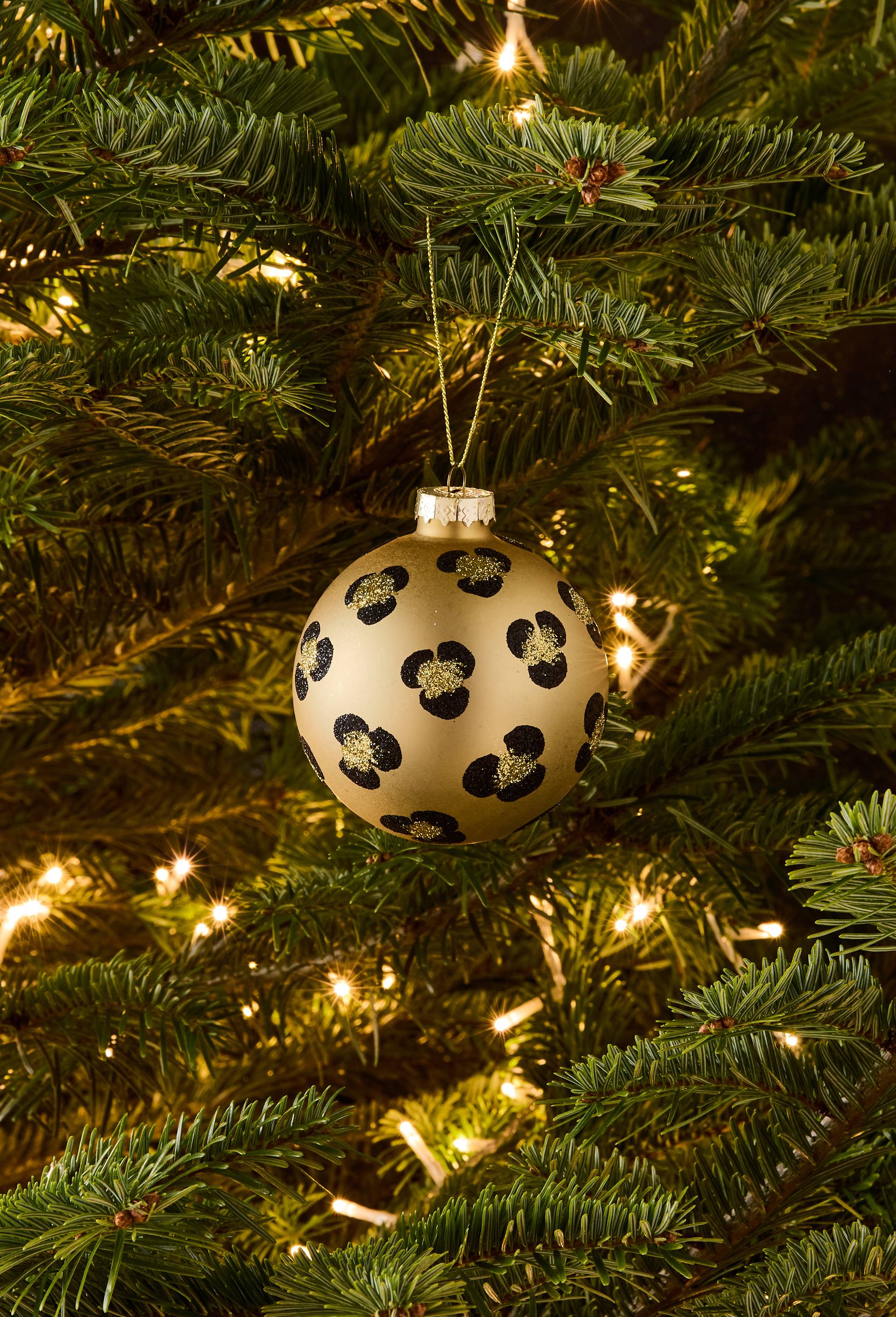 Boule en verre tacheté leopard, 8cm, Or, large image number 0