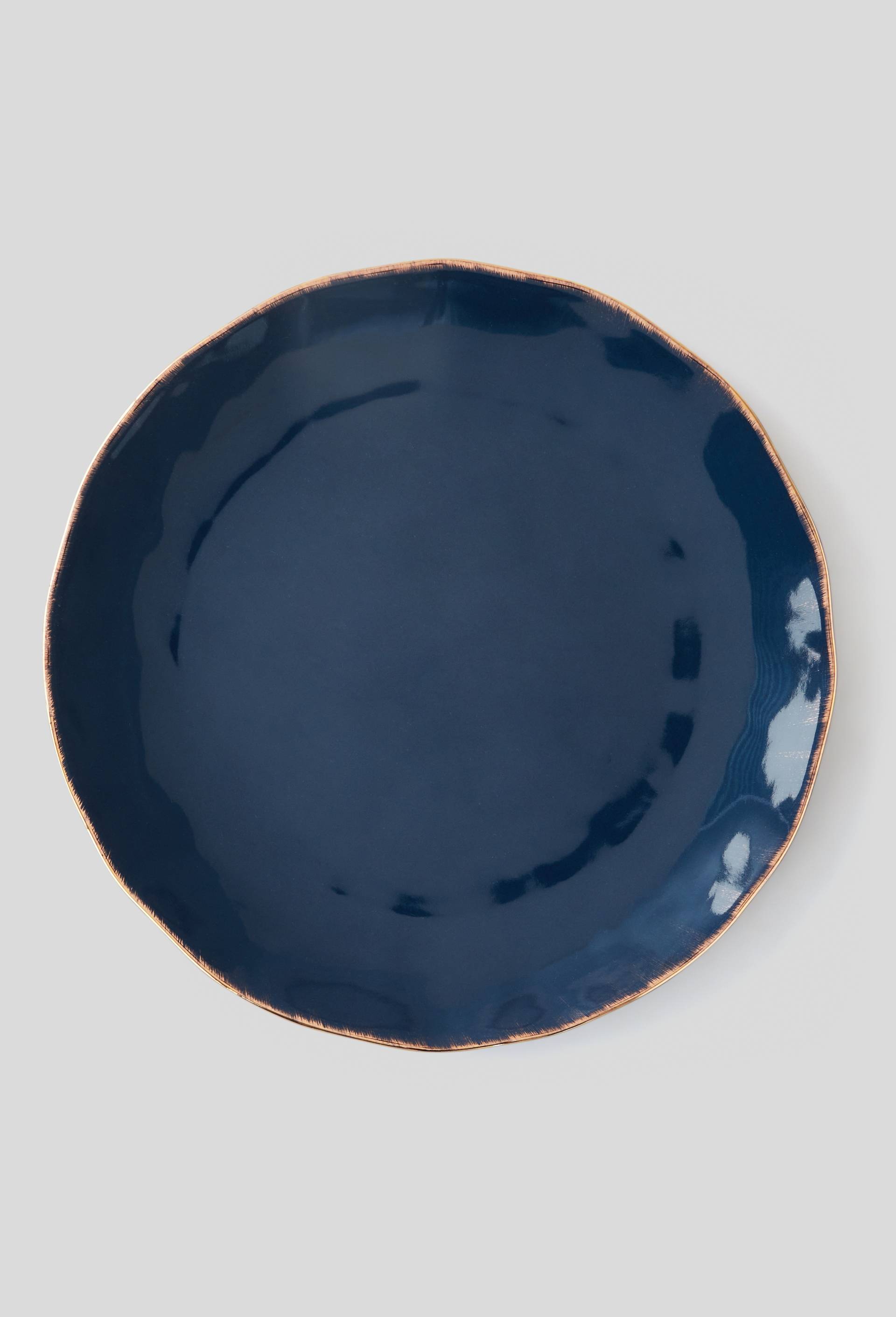 Plat rond liser{ dor{, Bleu foncé, large image number 0