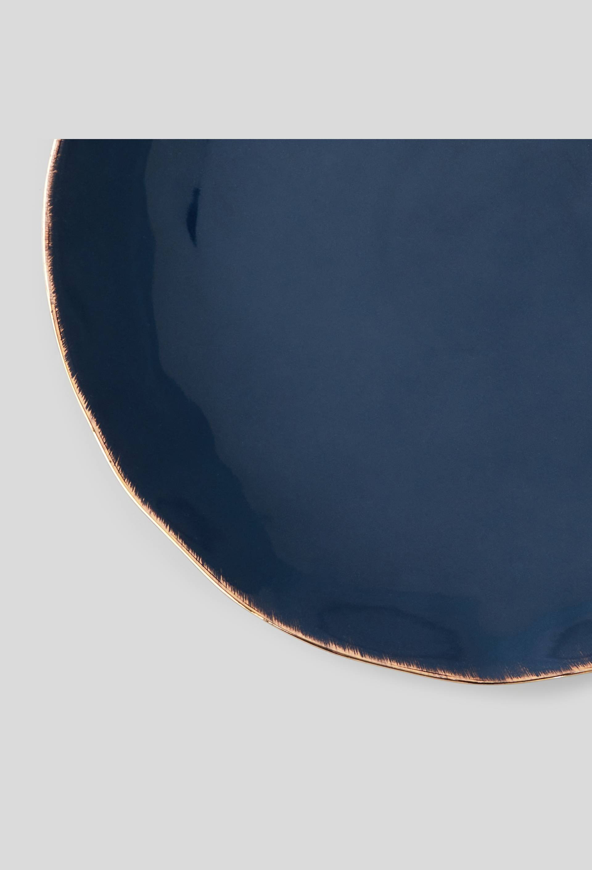 Plat rond liser{ dor{, Bleu foncé, large image number 1.0