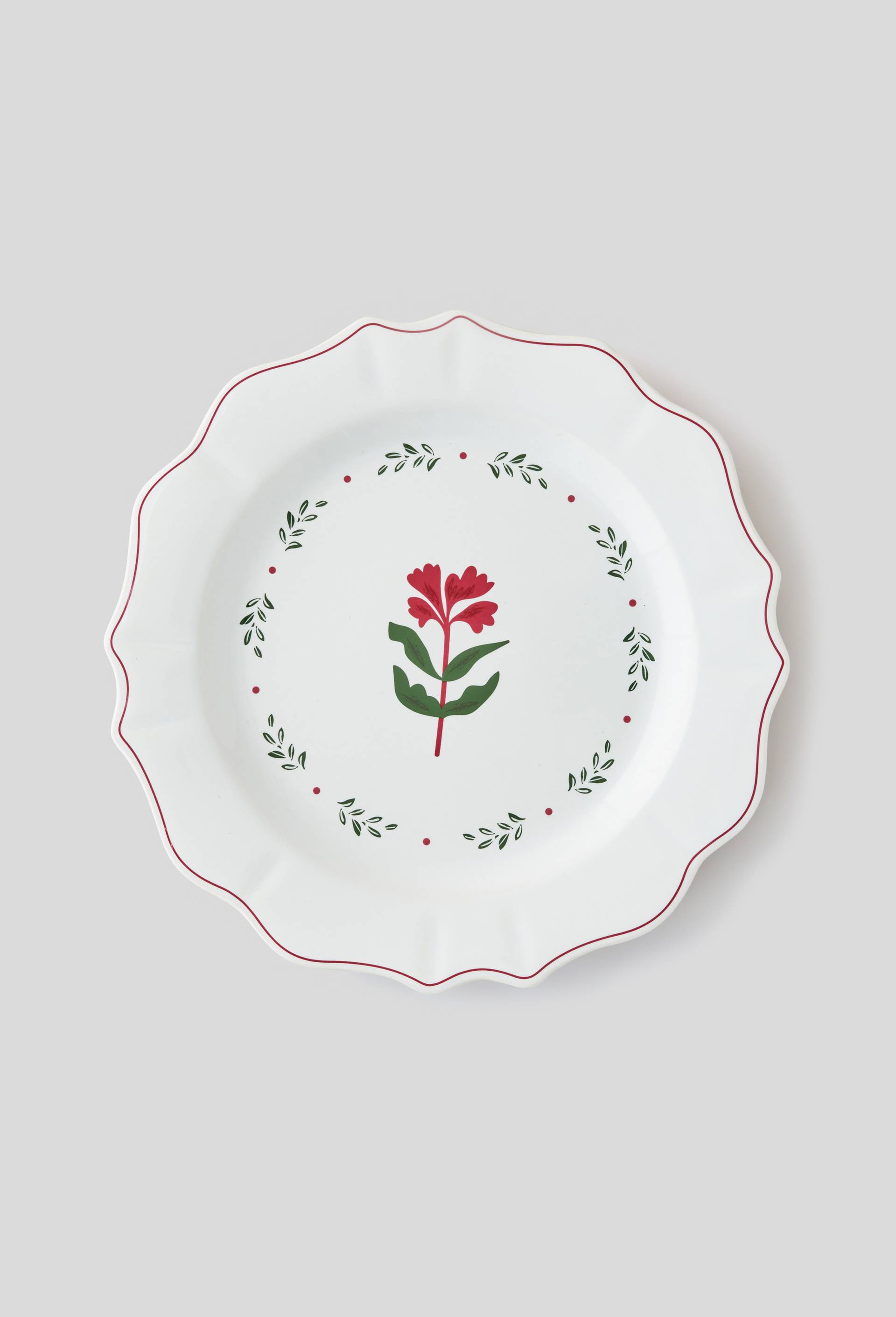 Assiette plate festonnée, Rose foncé, large image number 0