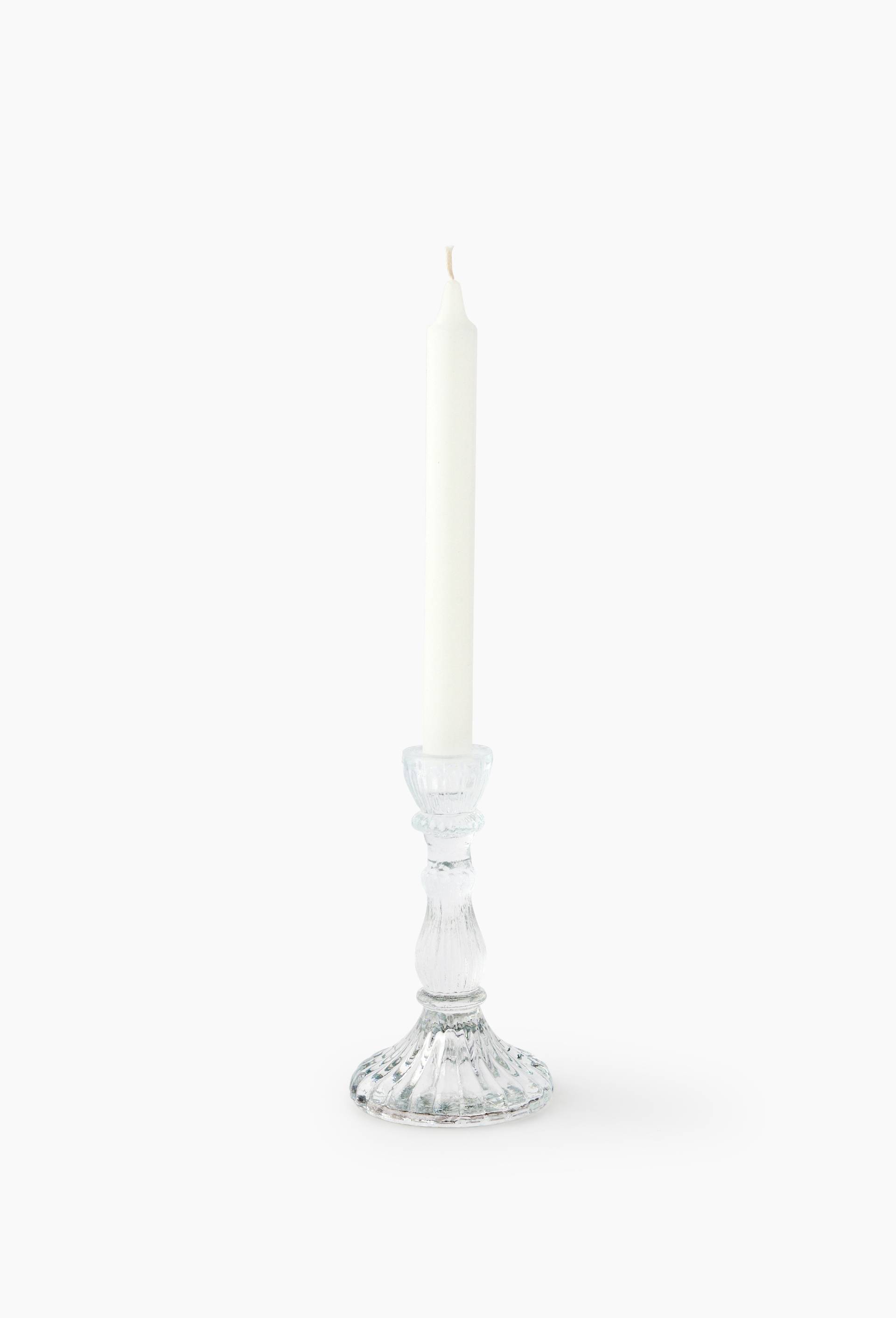 Bougeoir twisté, 14.5x 8.5cm, en verre, Transparent, large image number 0.0