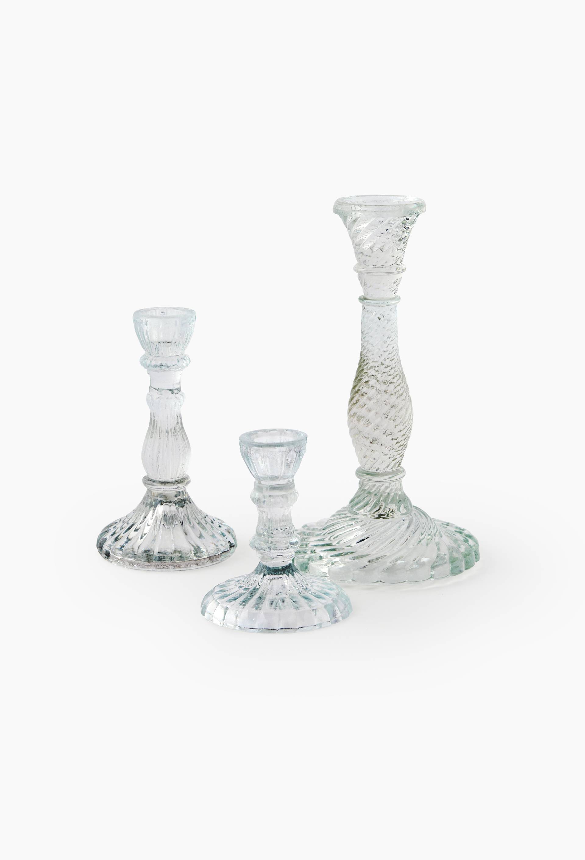 Bougeoir twisté, 14.5x 8.5cm, en verre, Transparent, large image number 1