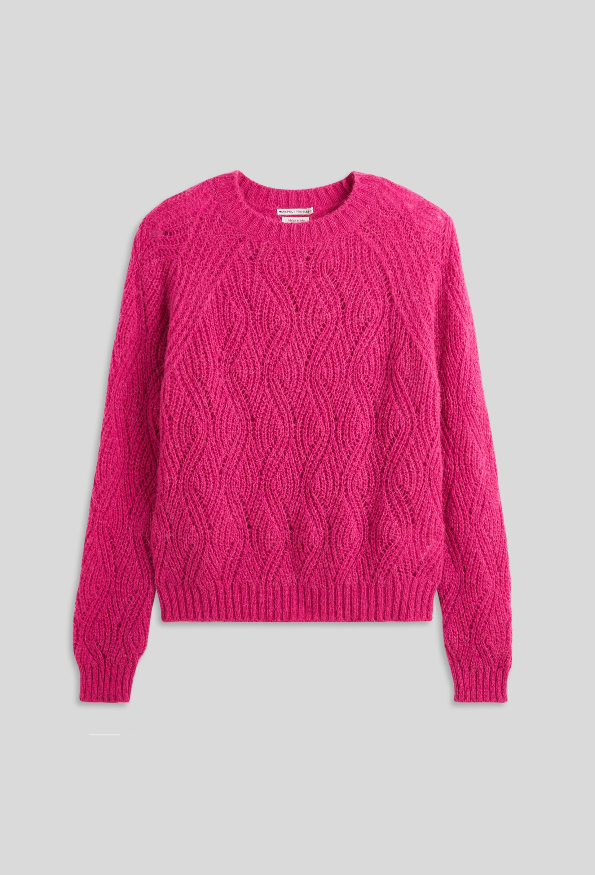 Pull contenant de l'alpaga, Rose foncé, large image number 2