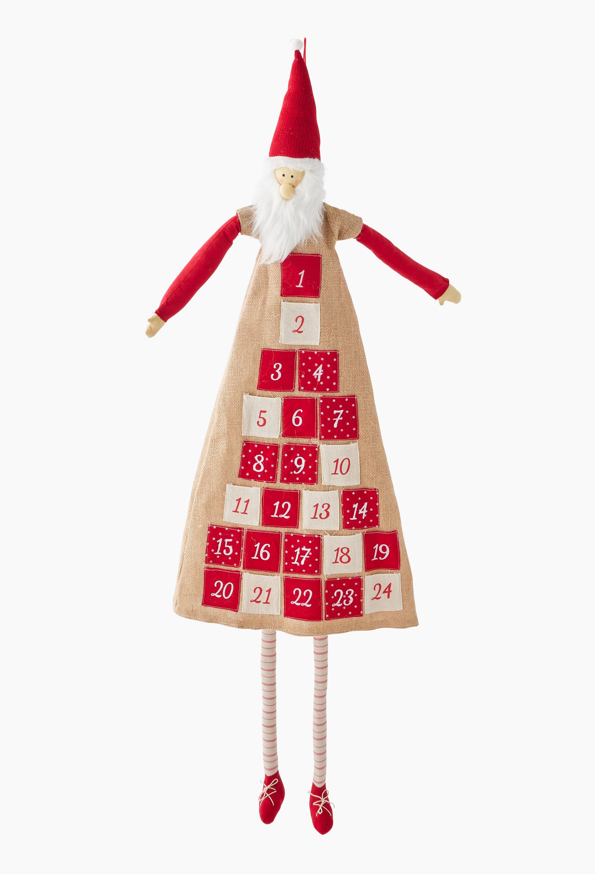 Calendrier de l'avent Père Noël en tissu, Rouge, large image number 0