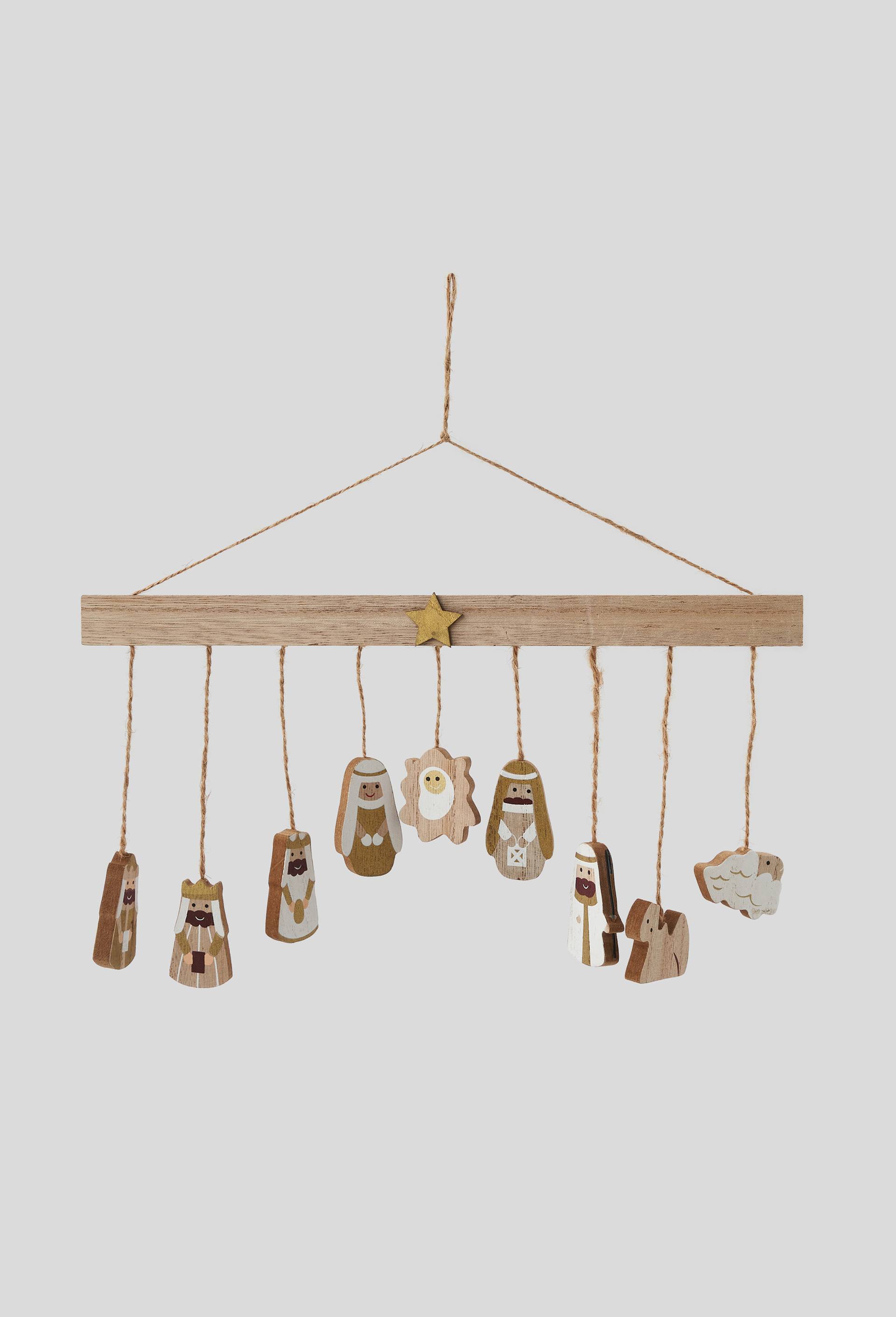 Crèche à suspendre en bois, Beige clair, large image number 0