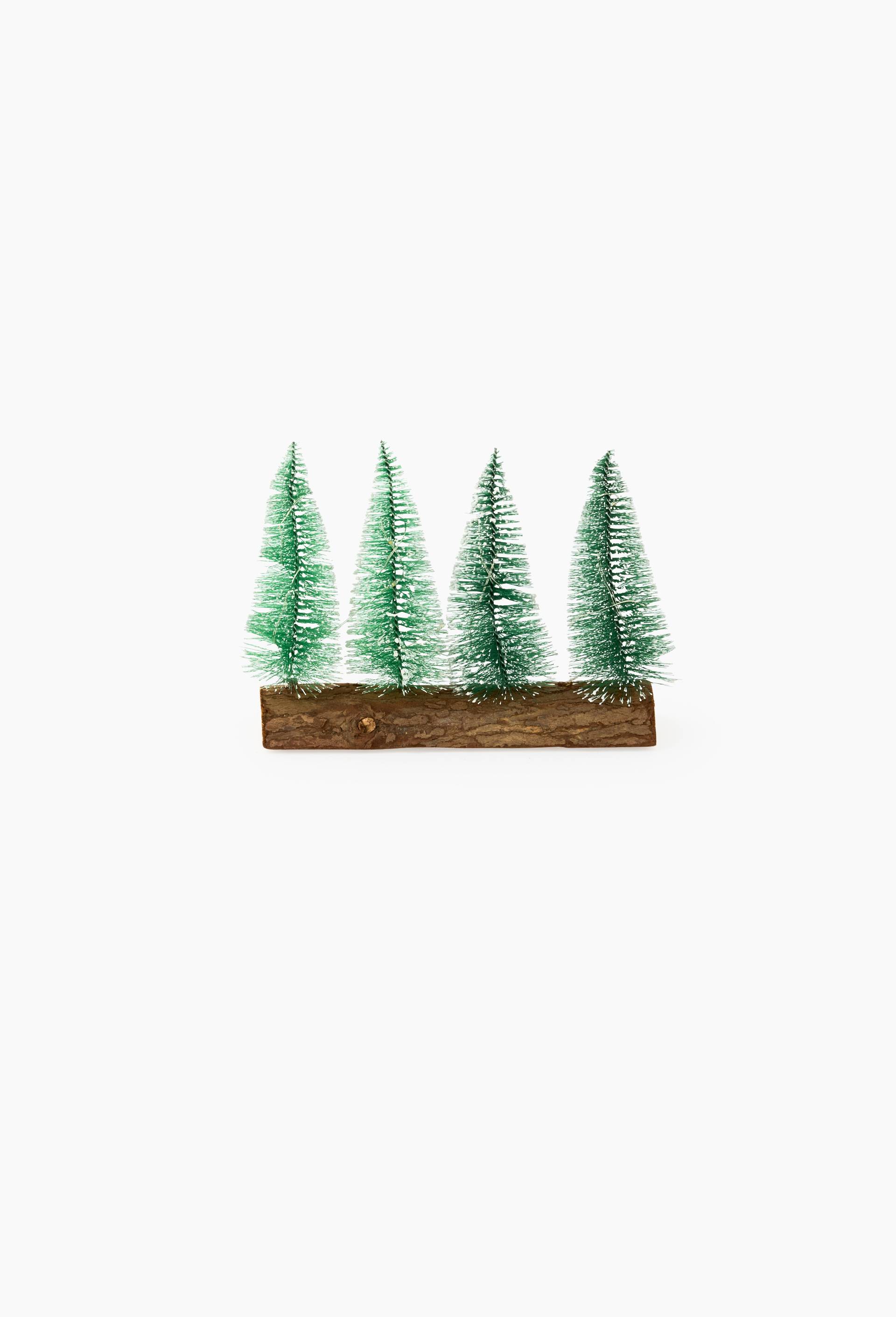 4 sapins LED, 6x19.5x15cm, en plastique et bois, Vert fonc&eacute;, large image number 0