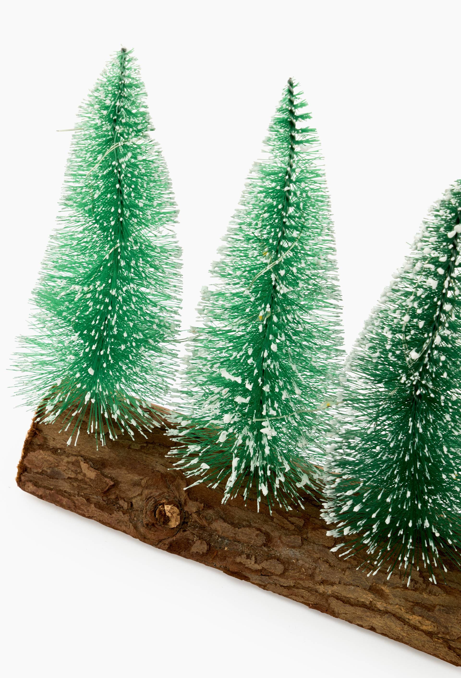 4 sapins LED, 6x19.5x15cm, en plastique et bois, Vert fonc&eacute;, large image number 1