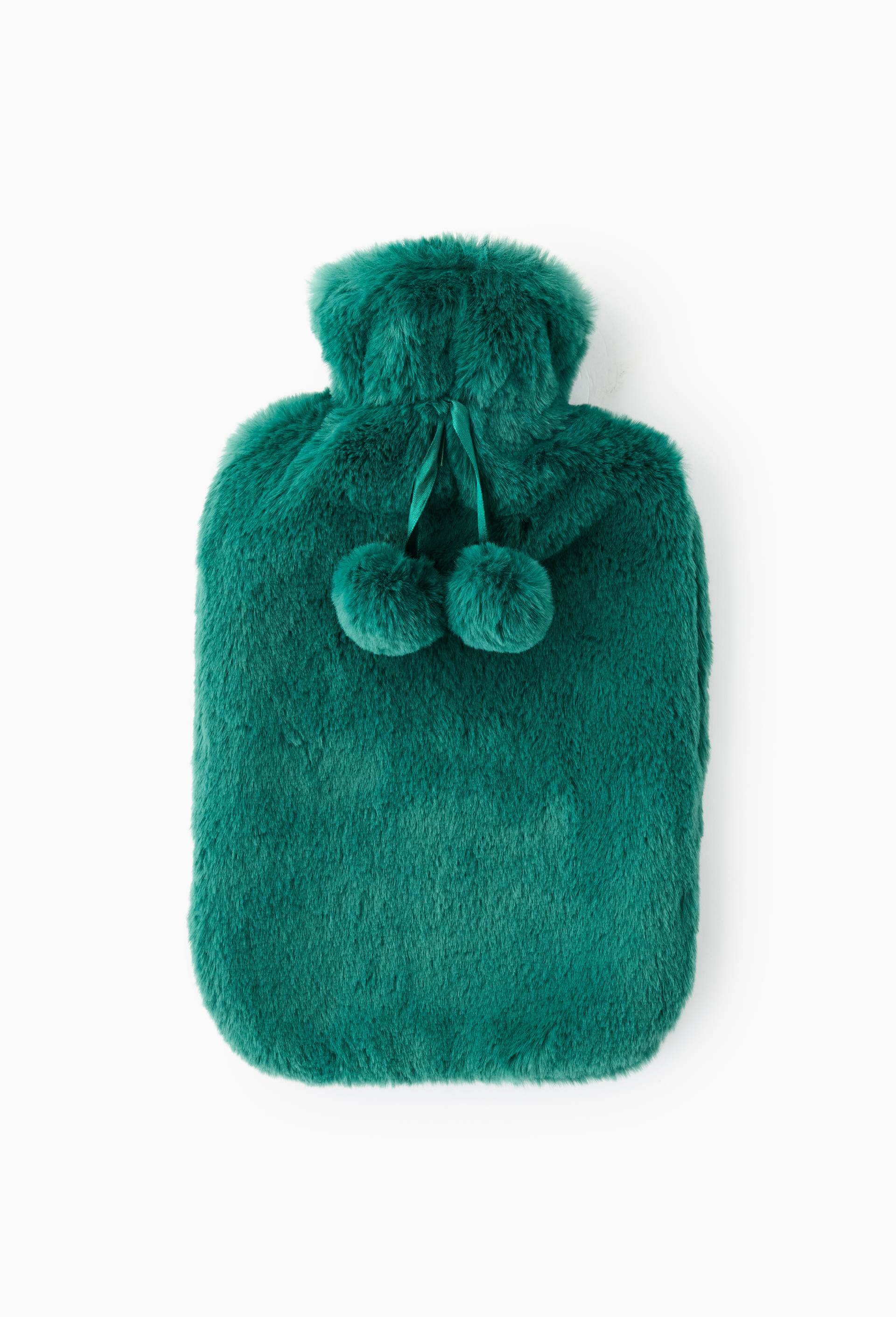 Bouillotte poils doudou, 32x19,5cm, en caoutchouc et polyester, Vert fonc&eacute;, large image number 0