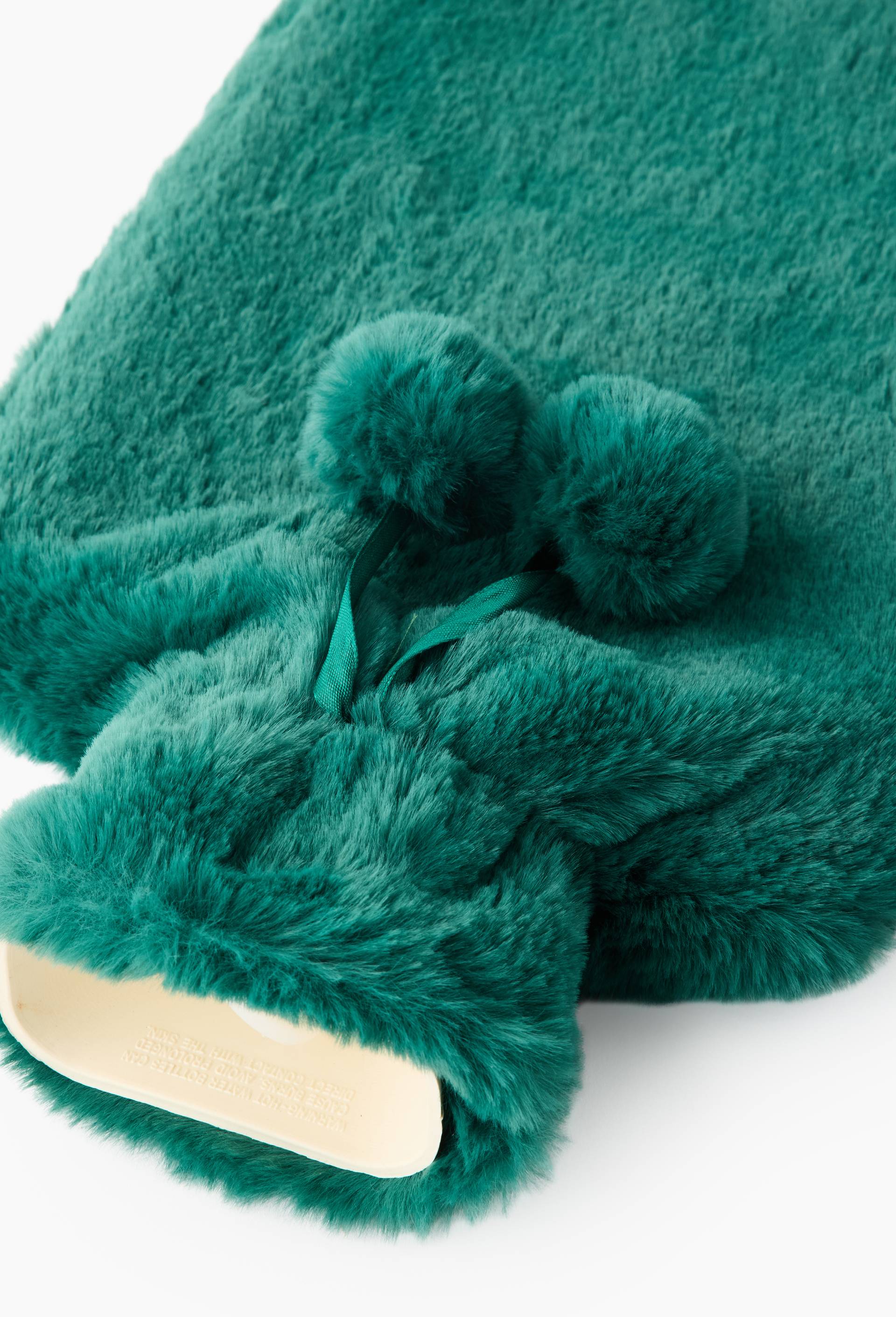 Bouillotte poils doudou, 32x19,5cm, en caoutchouc et polyester, Vert fonc&eacute;, large image number 1