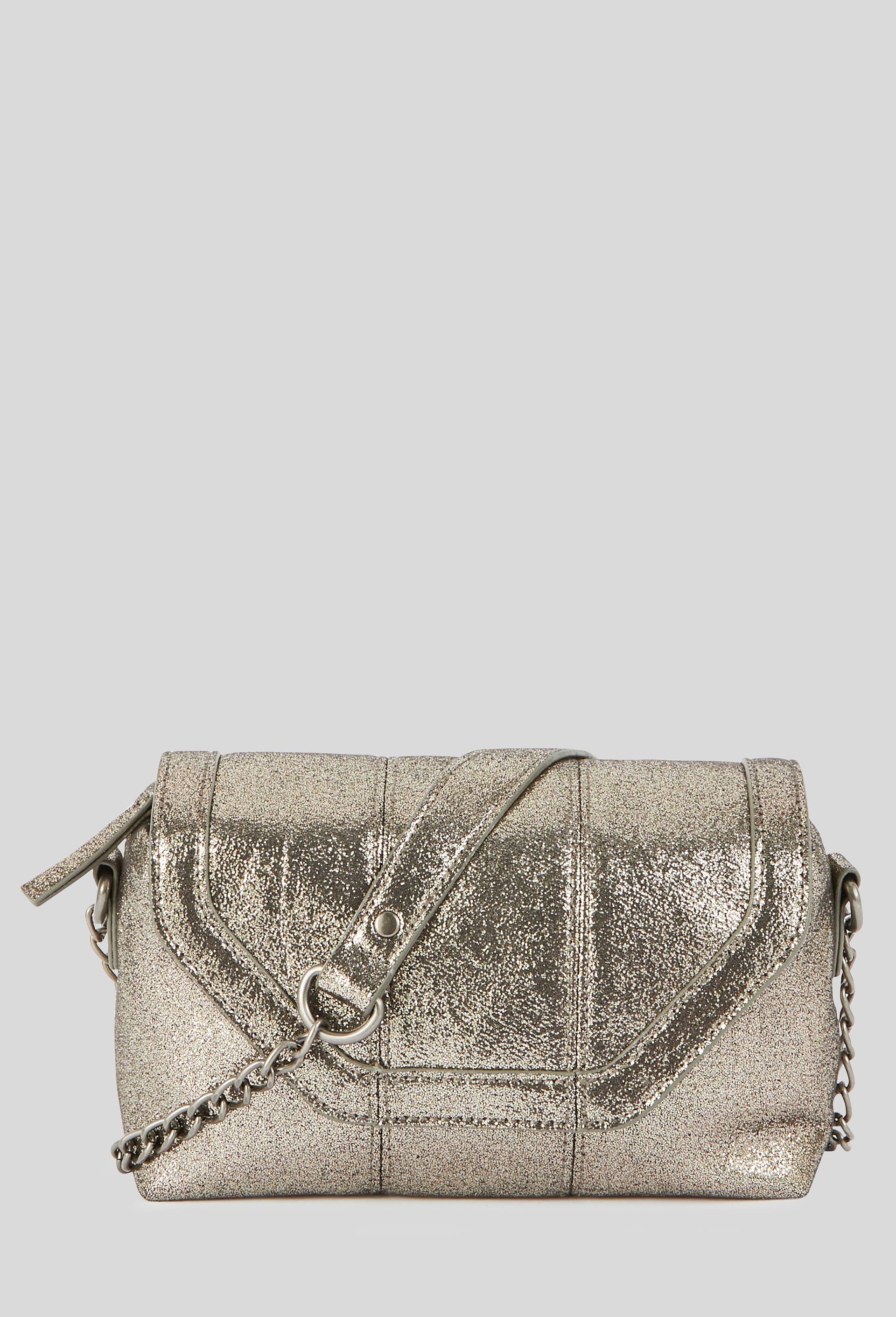 Mini sac bandouli&egrave;re m&eacute;tallis&eacute;, Argent, large image number 0