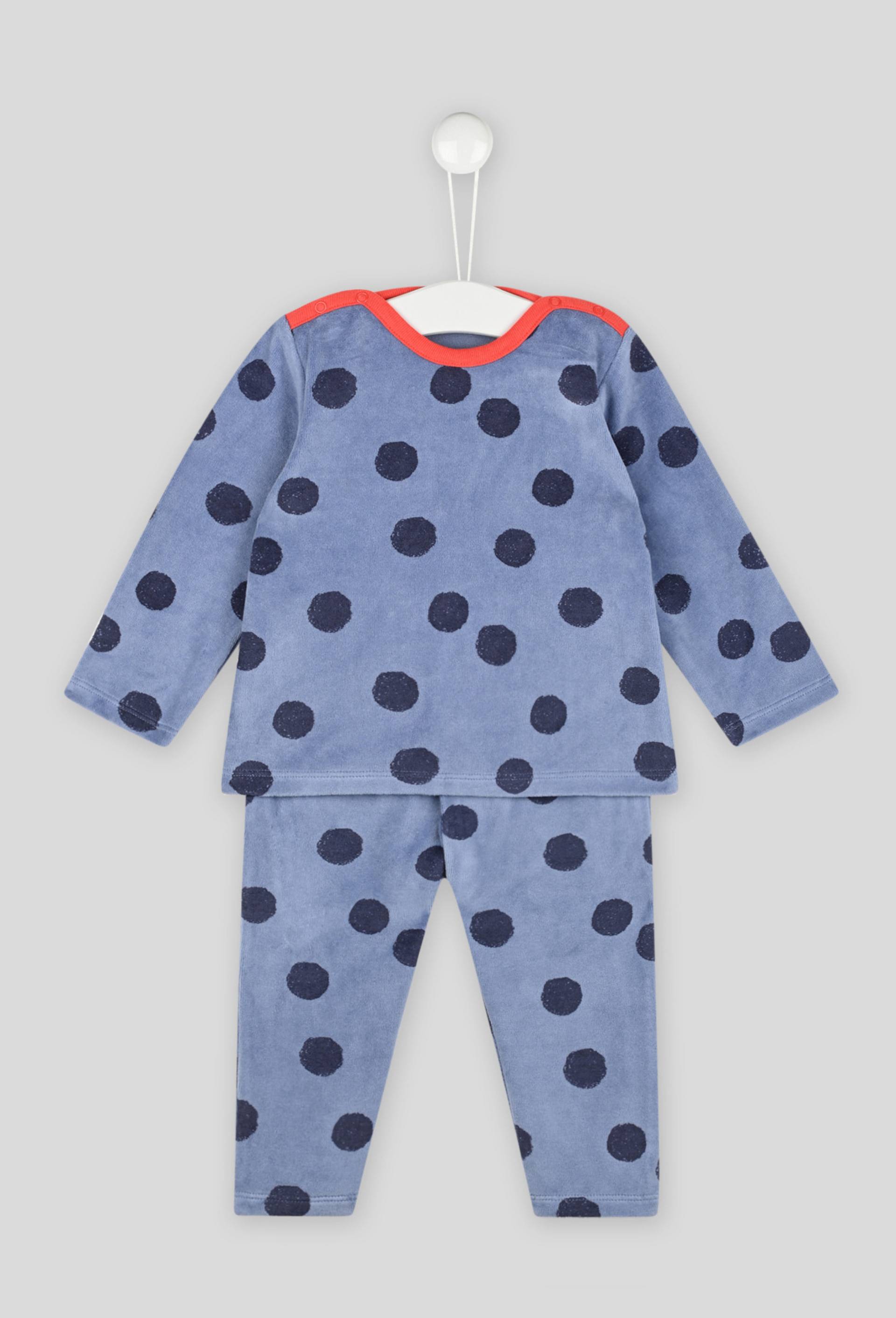 Pyjama en molleton imprimé certifié Oekotex, Bleu, large image number 0
