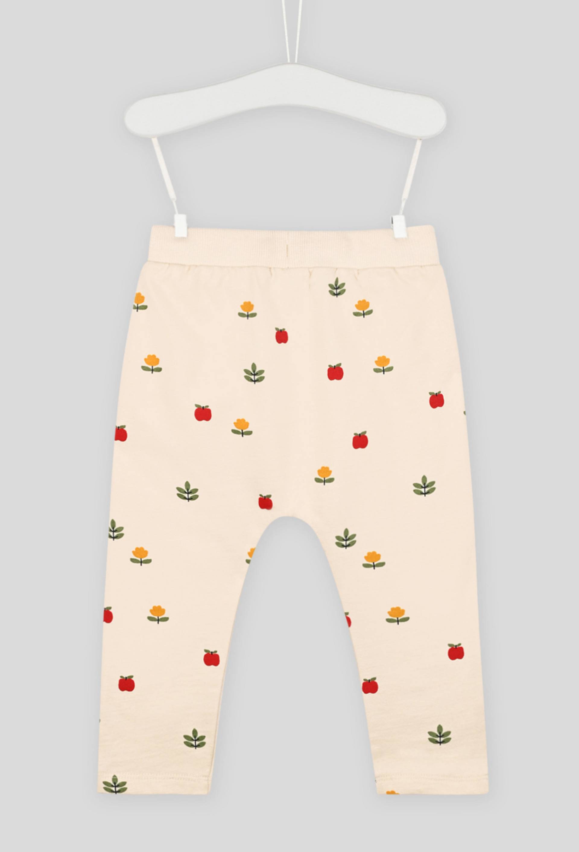 Sarouel imprimé fruits et fleurs en coton BIO, Oeko-Tex, Ecru, large image number 1