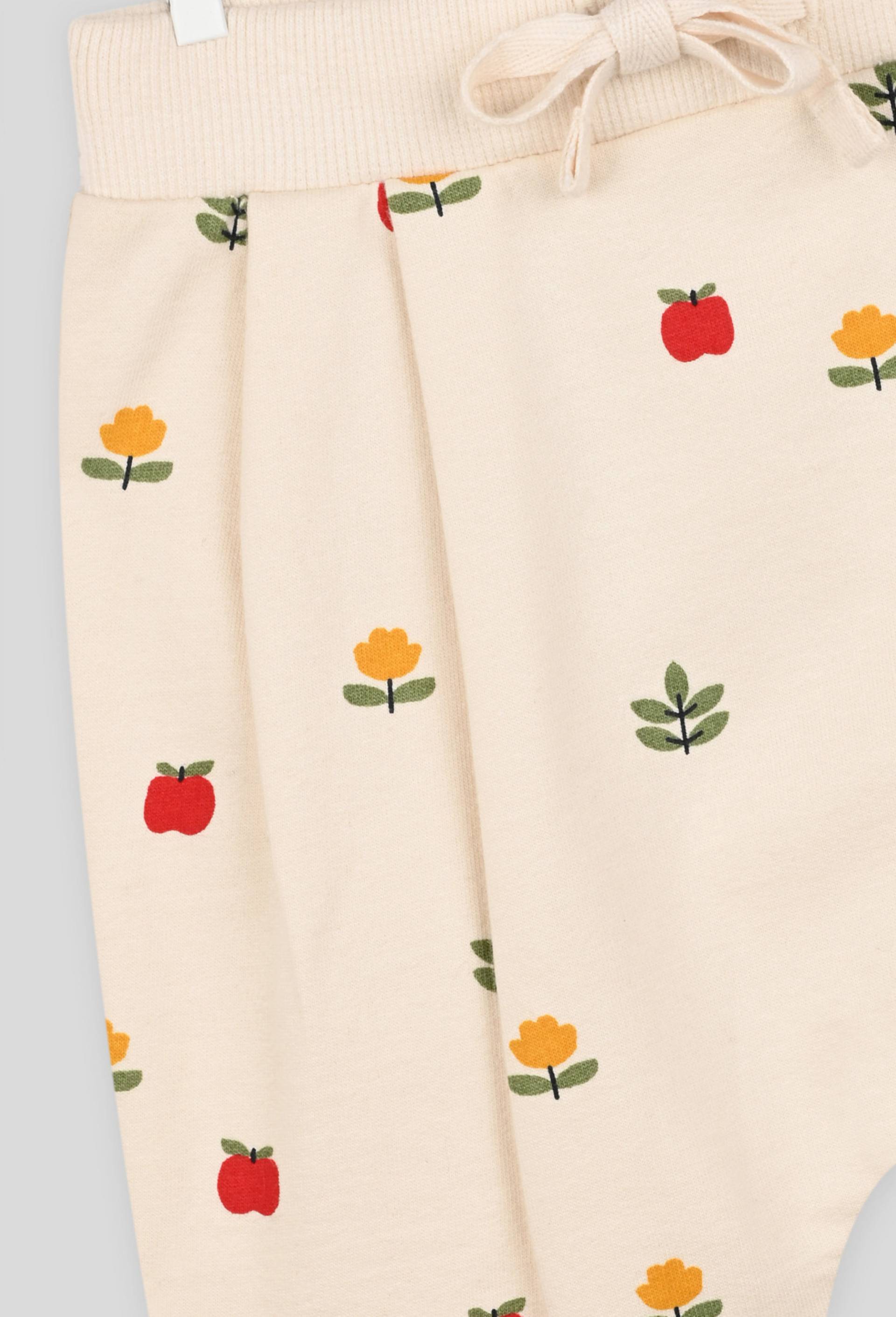 Sarouel imprimé fruits et fleurs en coton BIO, Oeko-Tex, Ecru, large image number 2