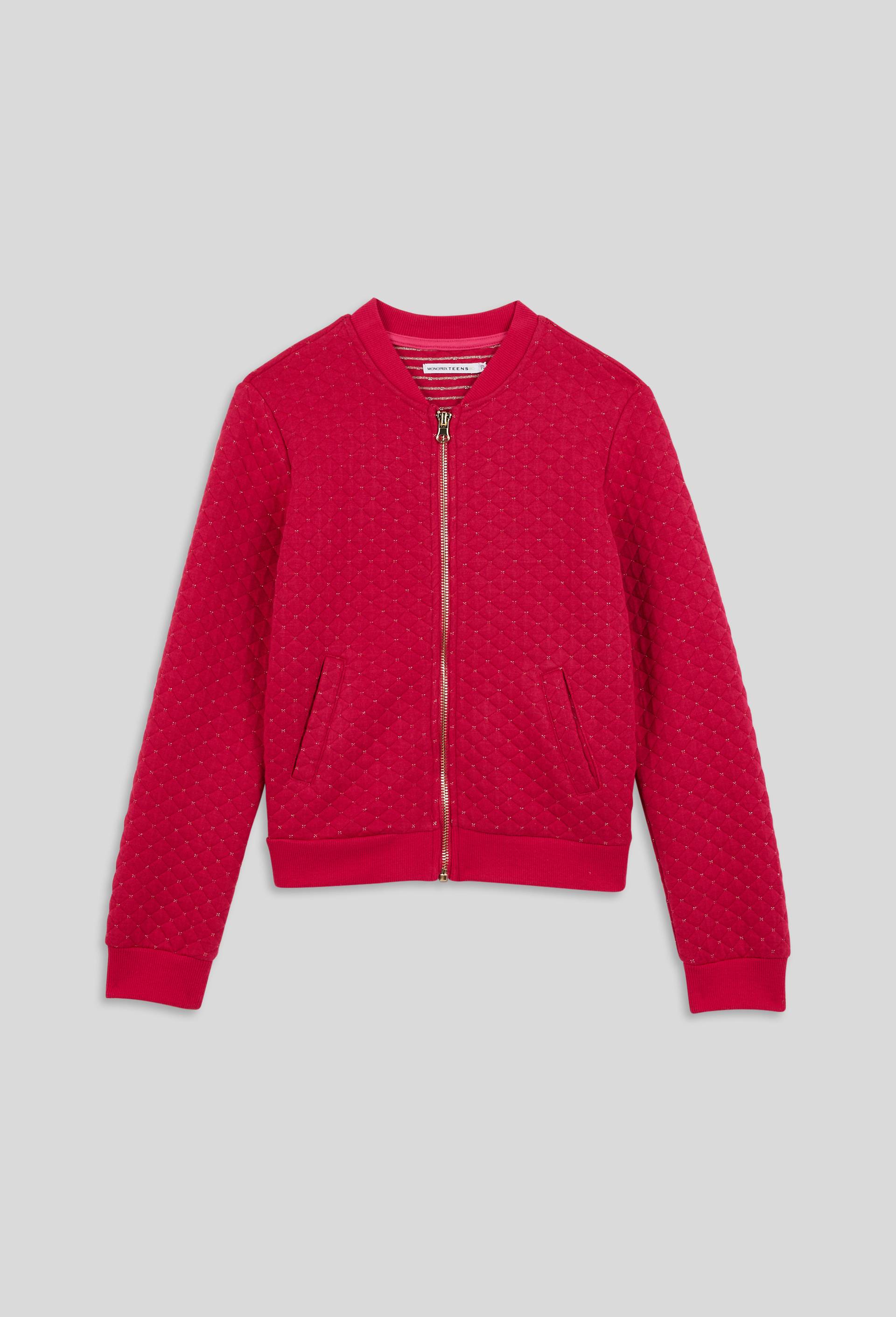 Cardigan teddy uni en molleton, Coton BIO, Oeko-Tex, Rose foncé, large image number 1