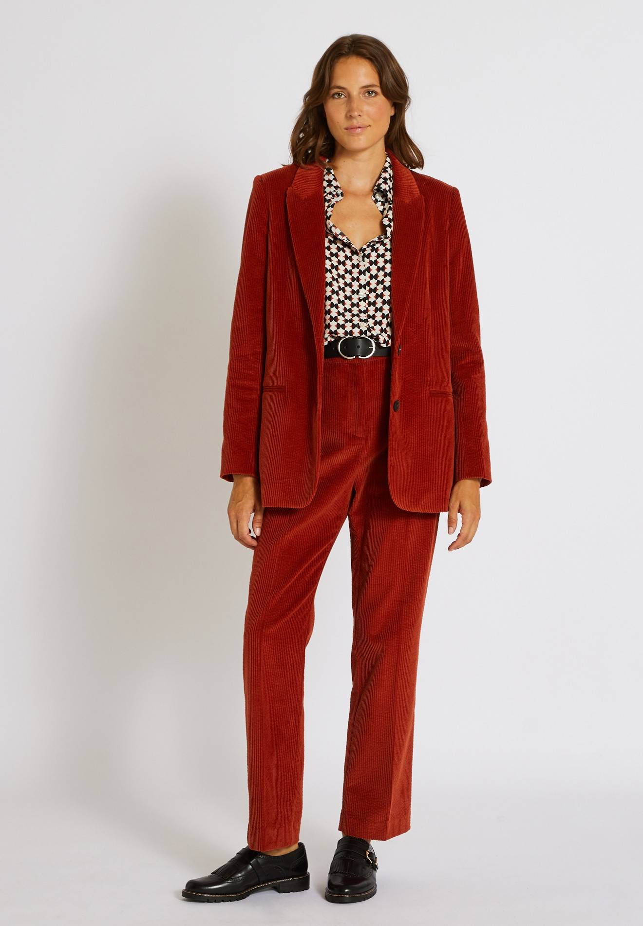 Blazer en velours côtelé, Rouge foncé, large image number 5