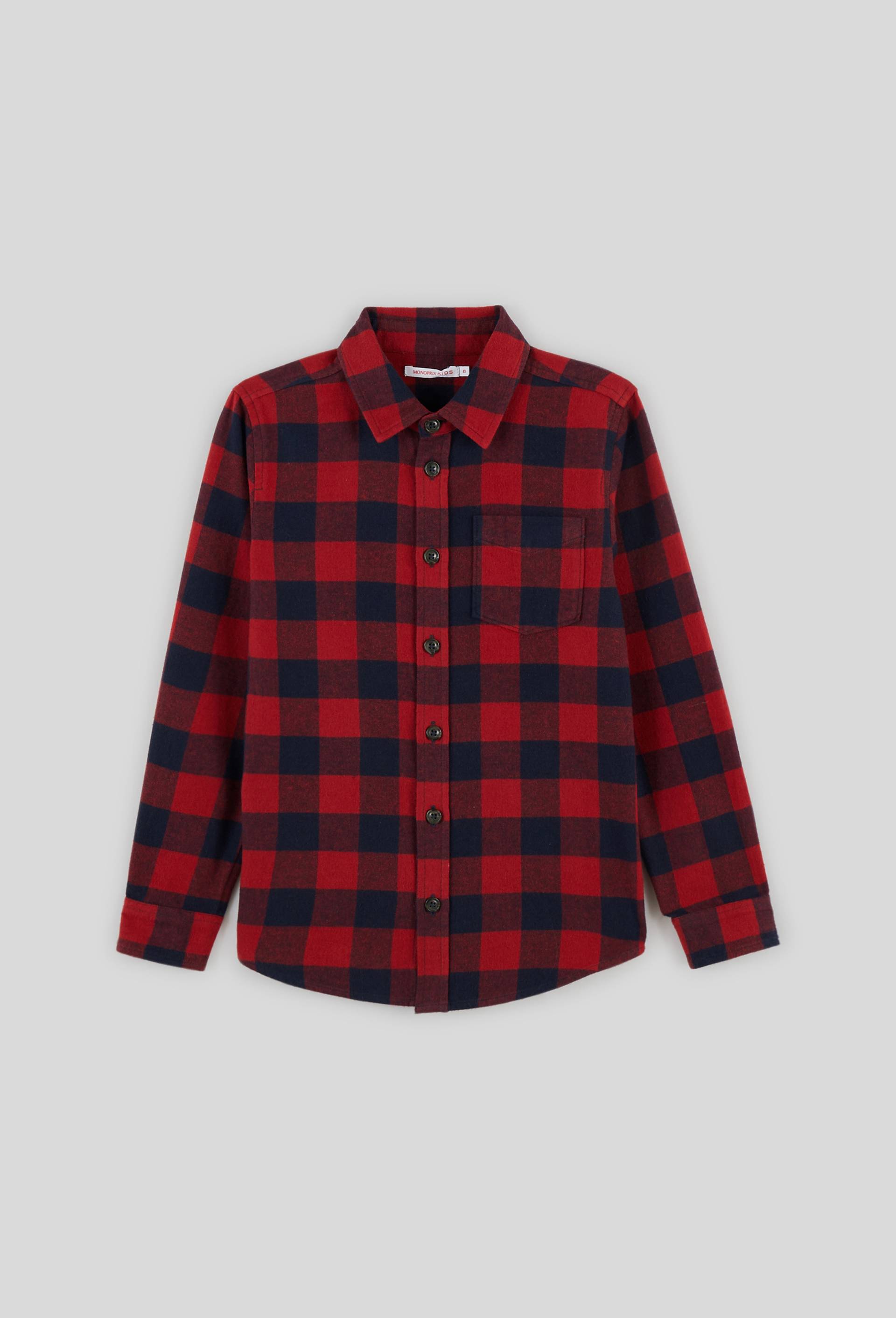 Chemise à carreaux avec poche, Rouge foncé, large image number 0.0