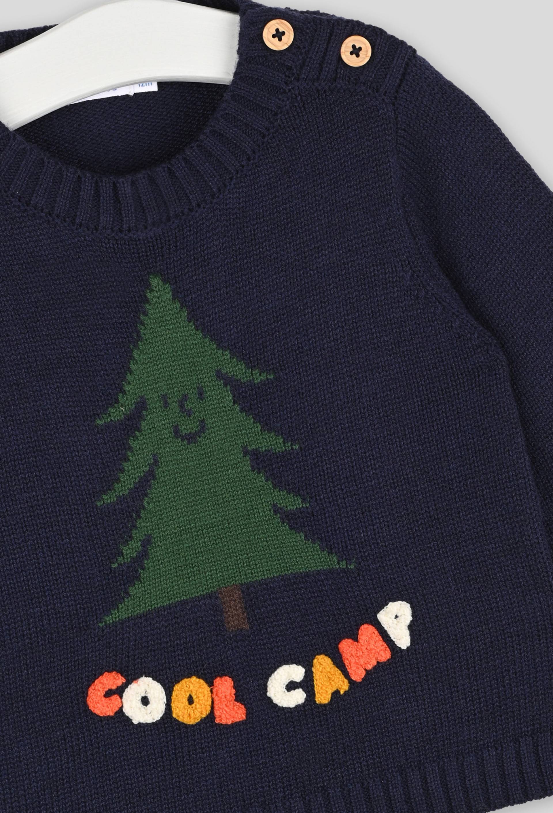 Pull manches longues intarsia, Bleu foncé, large image number 2