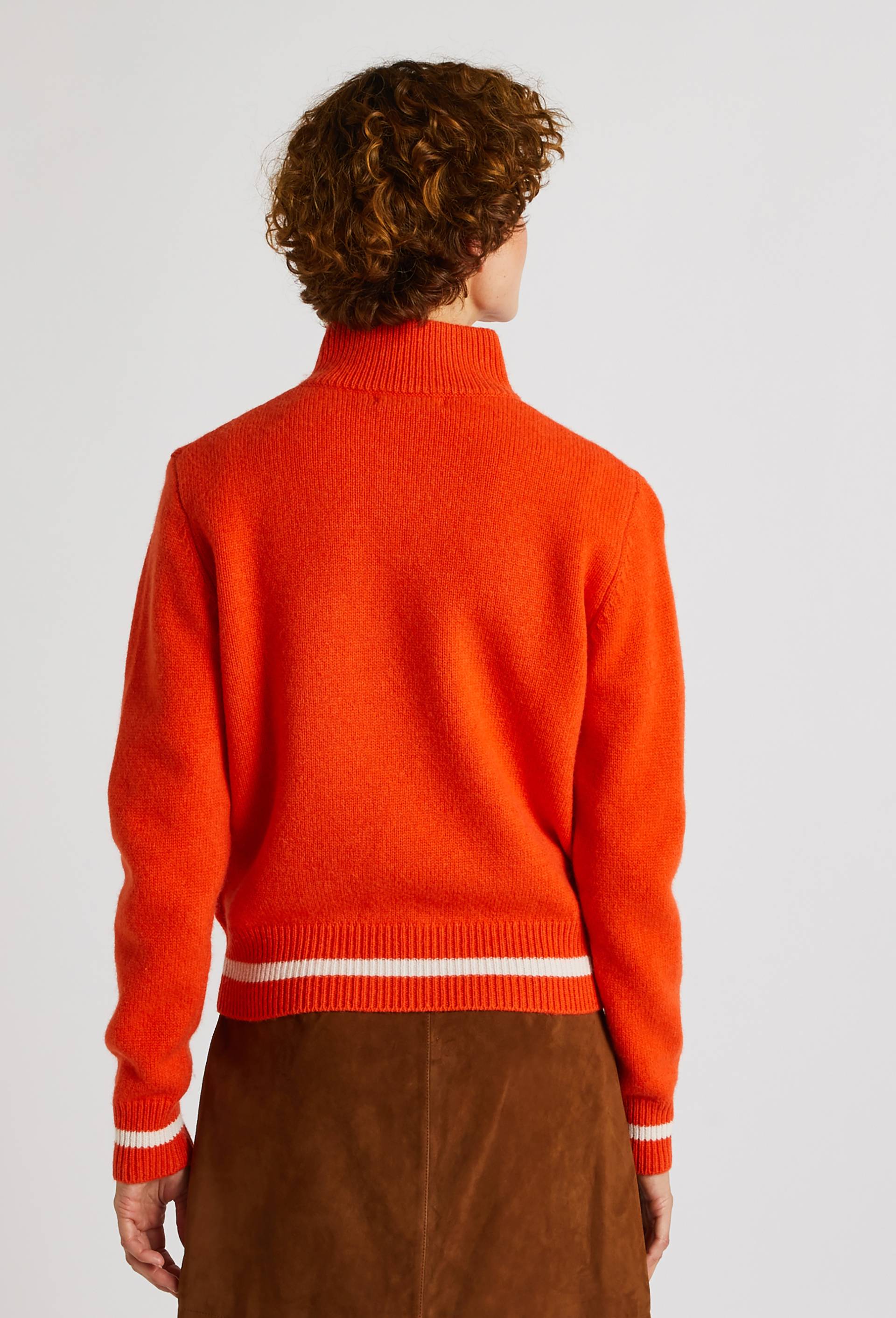 Pull zippé à message contenant de la laine, certifié OEKO-TEX, Orange, large image number 1.0