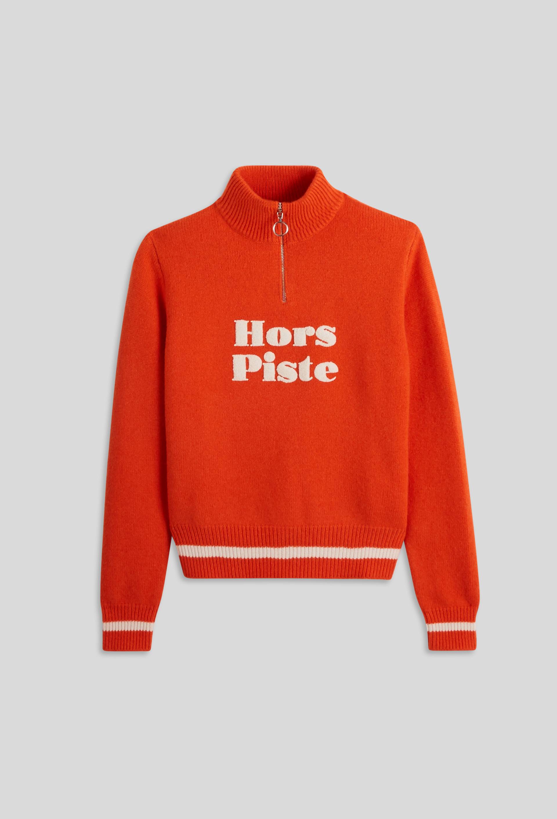 Pull zippé à message contenant de la laine, certifié OEKO-TEX, Orange, large image number 2.0