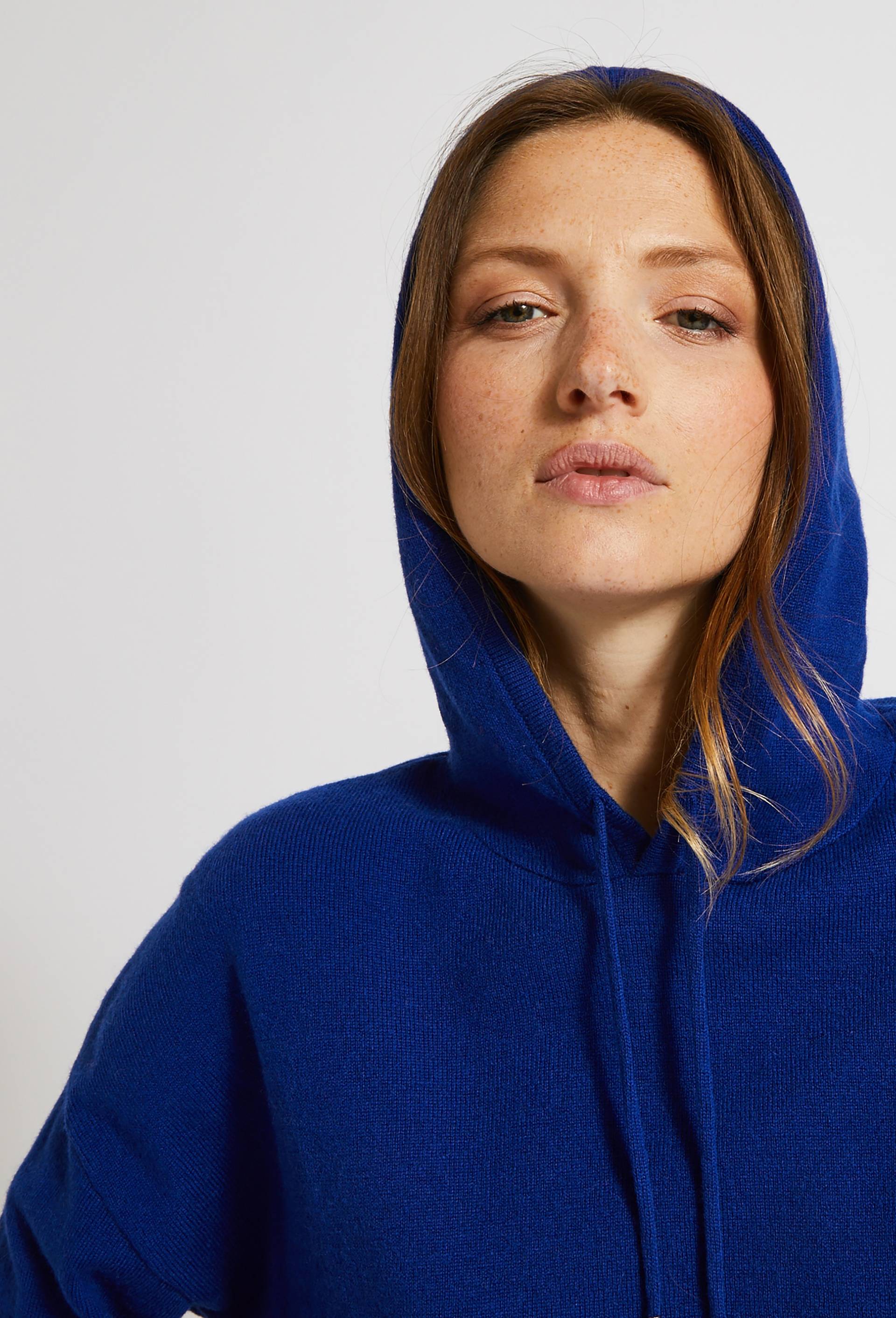 Pull à capuche contenant de la laine, BLEU, large image number 0