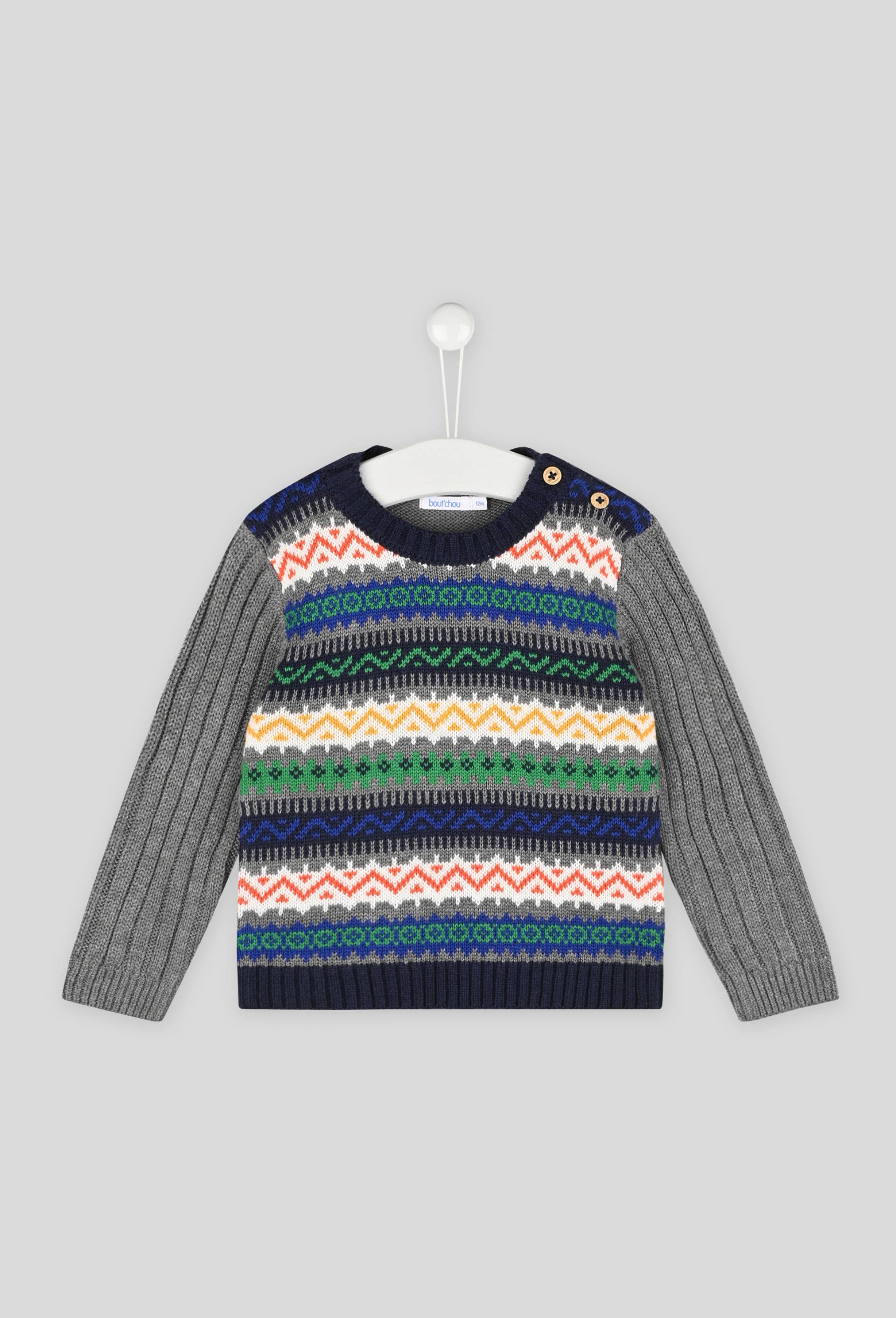 Pull jacquard, Gris, large image number 0