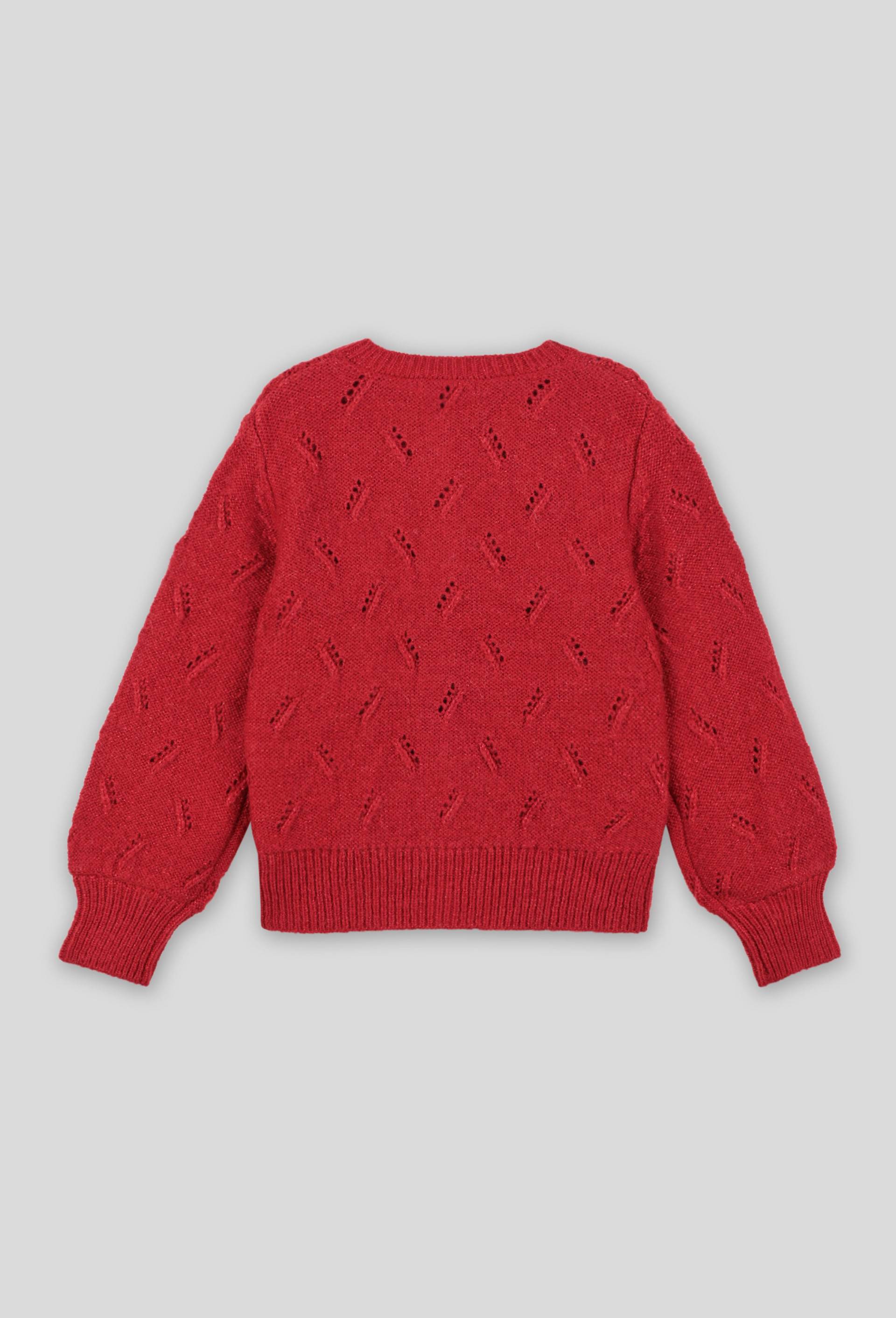 Cardigan point fantaisie, certifié OEKO-TEX, Rouge, large image number 1