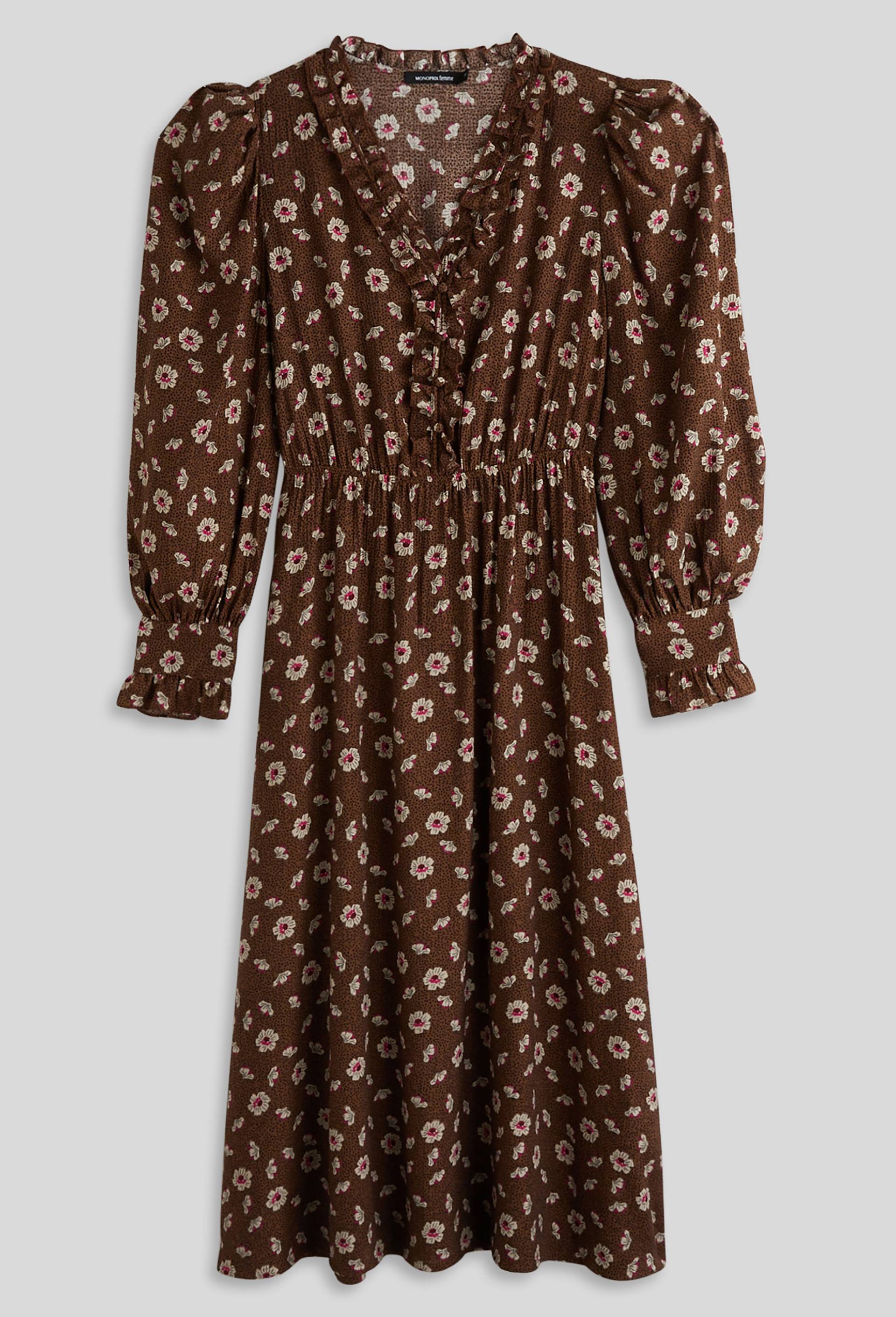 Robe longue imprimée, Brun, large image number 2