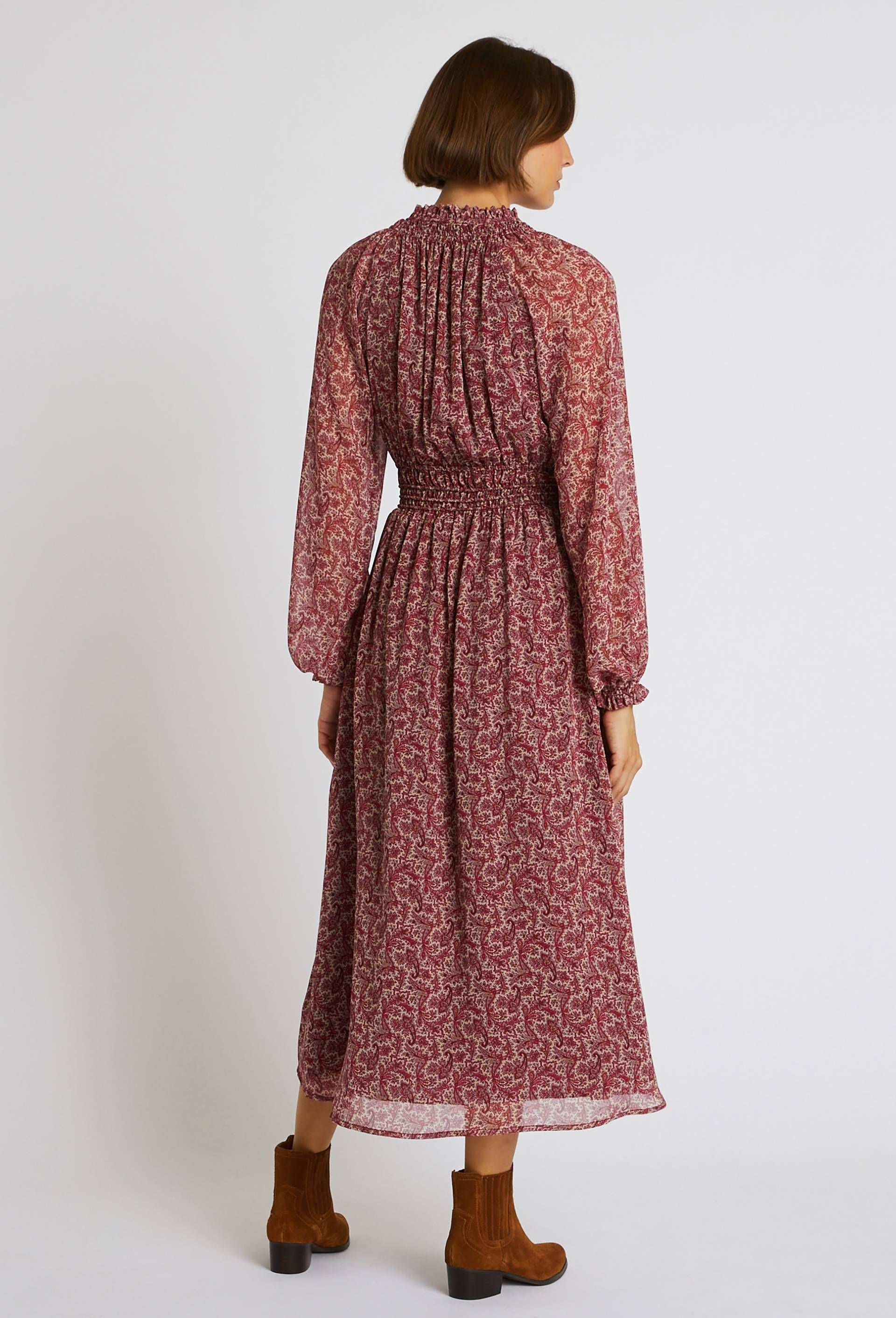 Robe longue imprimée, Ecru, large image number 1