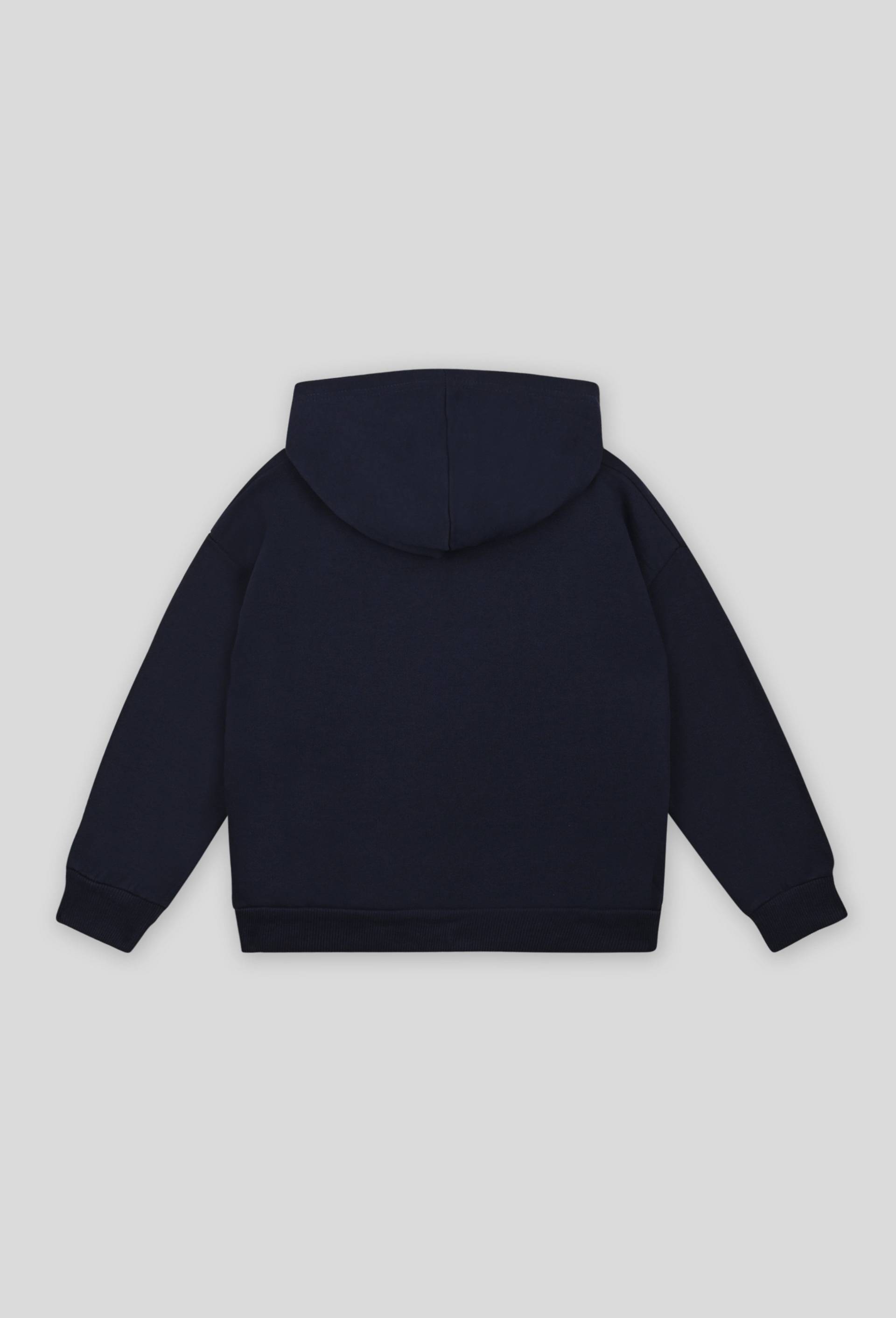 Sweat à capuche broderies arc en ciel, Coton BIO, Oeko-Tex, Bleu foncé, large image number 1