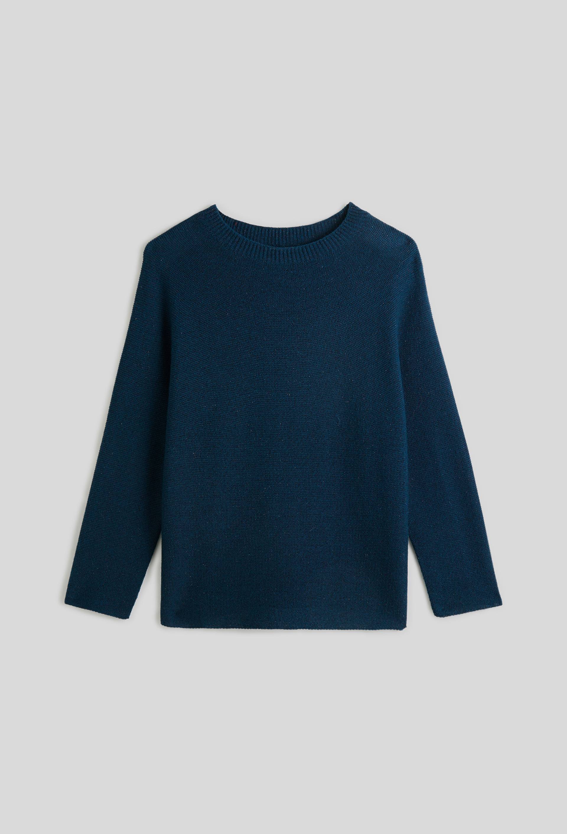 Pull maille fantaisie contenant de la laine et des fils métallisés, certifié OEKO-TEX, Bleu, large image number 2.0