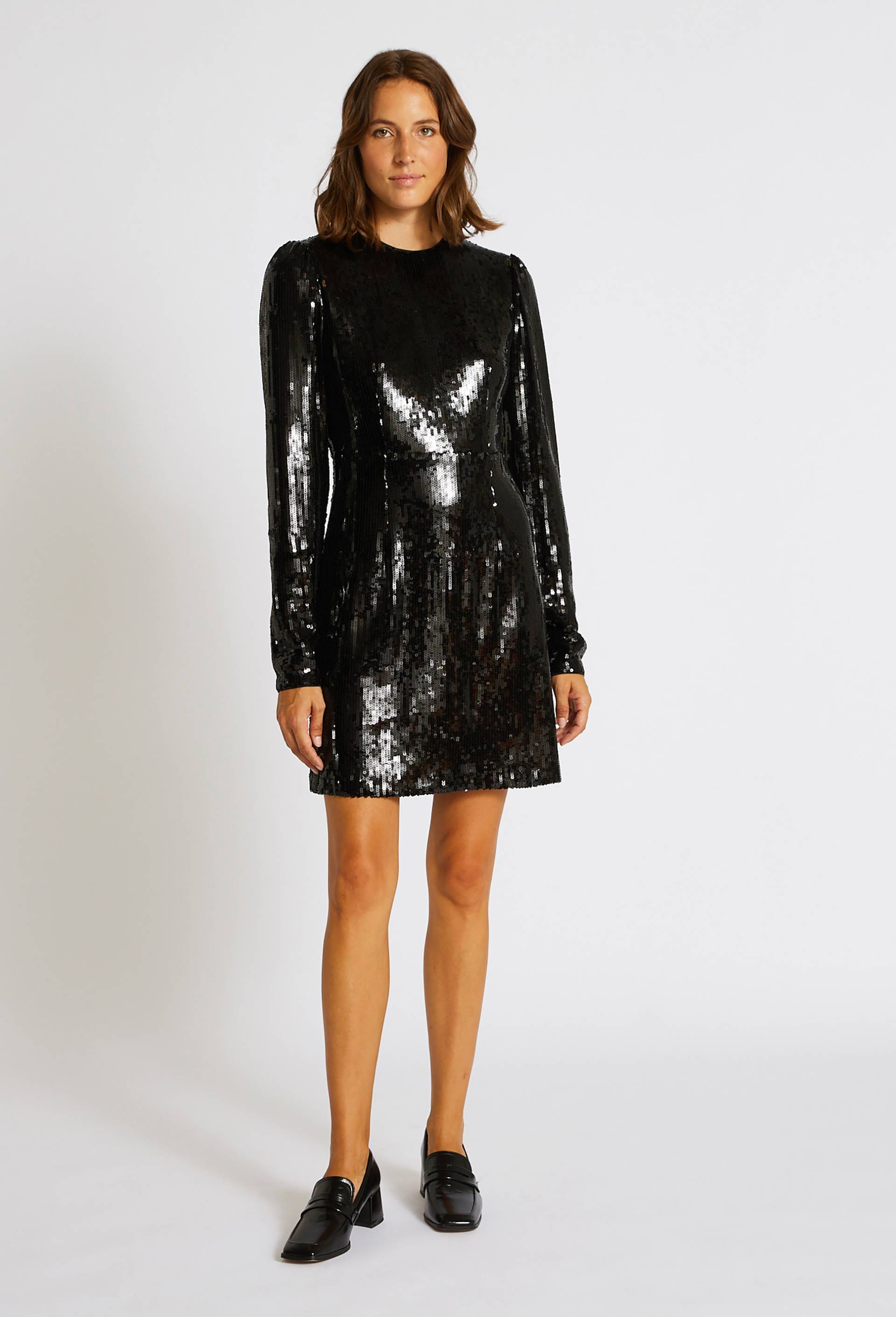 Robe courte &agrave; sequins, Noir, large image number 0