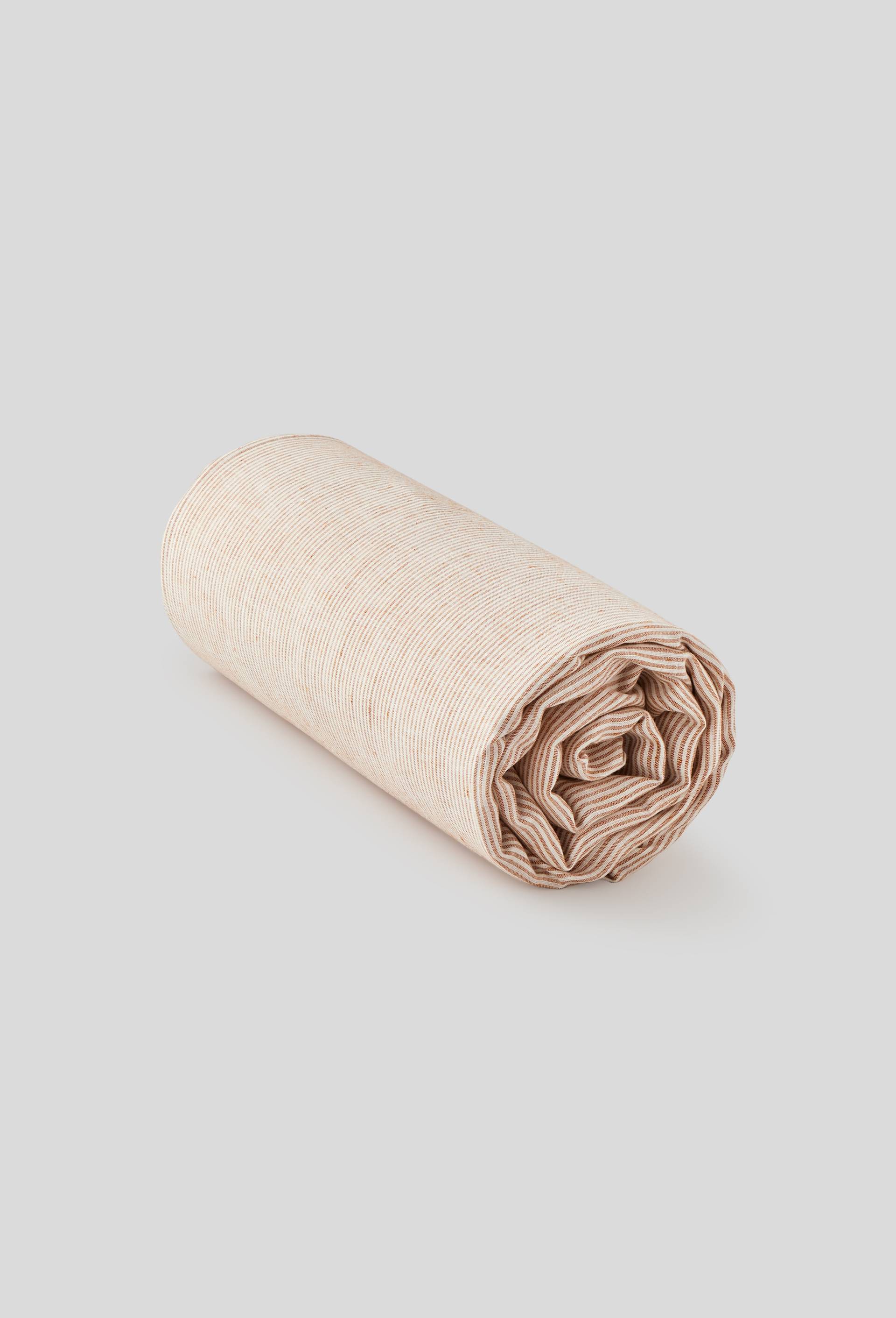 DRAP HOUSSE 160 TT RAYE ECRU ALHAMBRA LIN COTON 160X200cm coton lin gousset 30cm 45%coton  bio & 55% lin euroflax, Rose, large image number 0