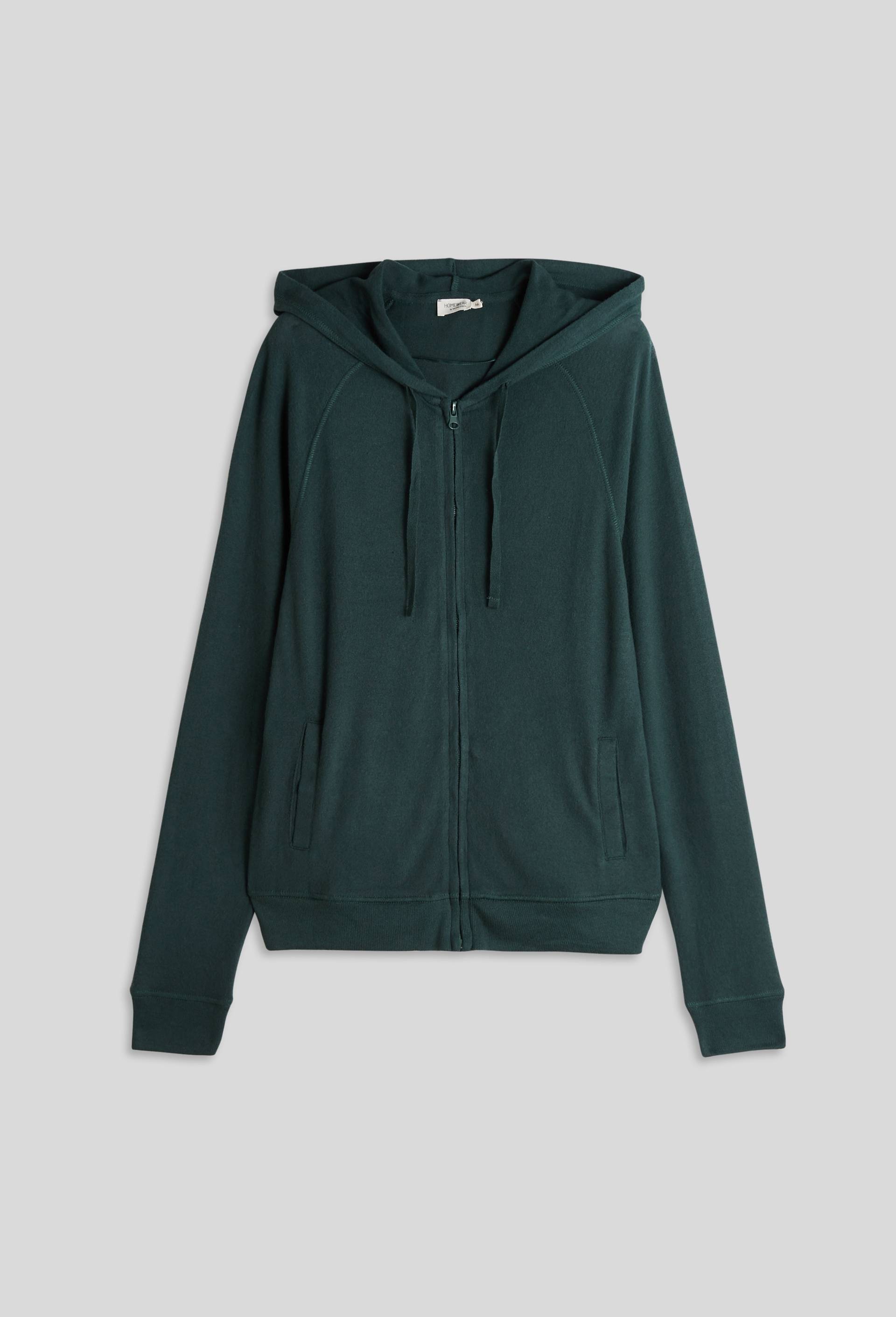 Sweat zippé à capuche tout doux, Ecovero, Vert foncé, large image number 2
