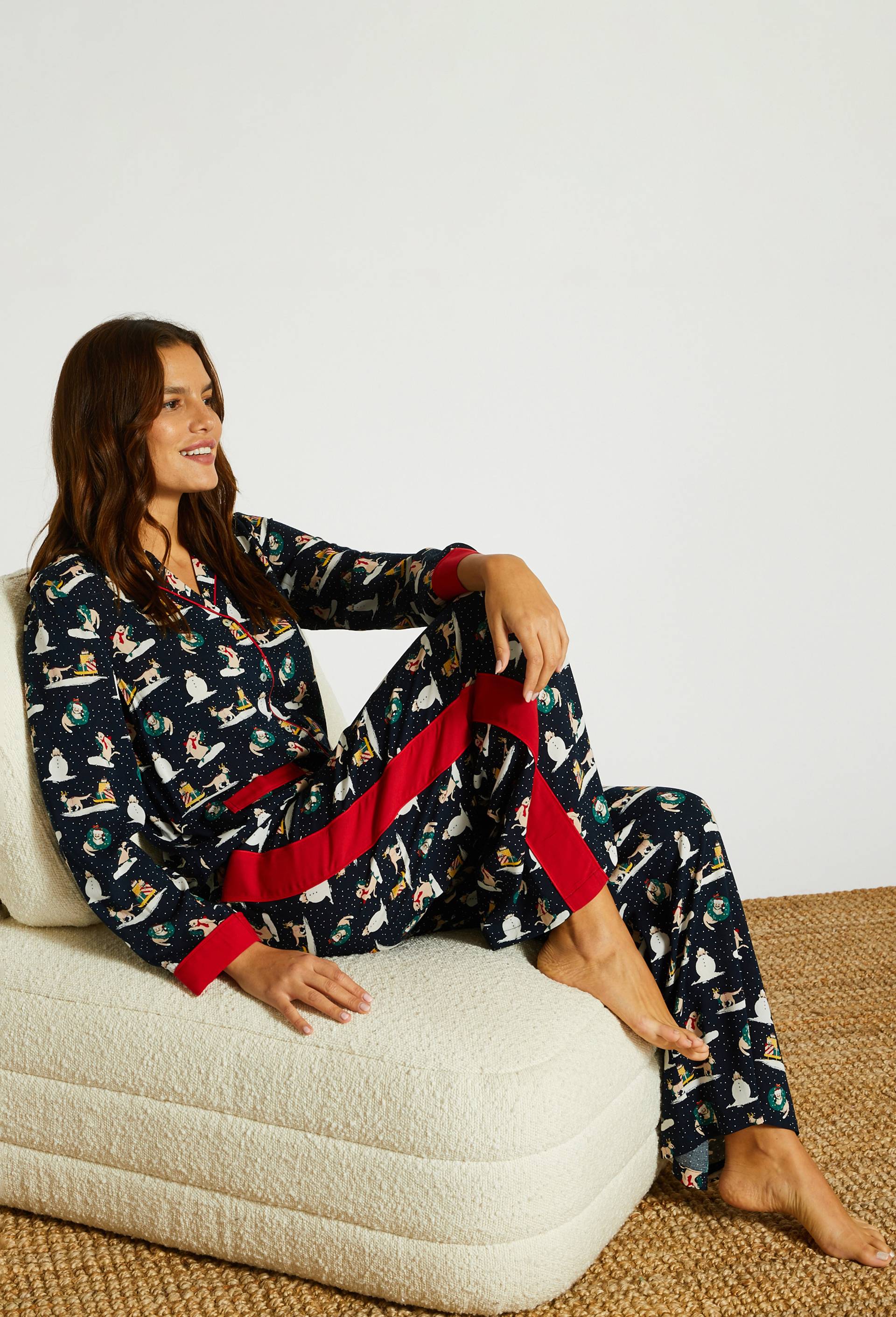 Pyjama large en viscose ECOVERO, Bleu foncé, large image number 0
