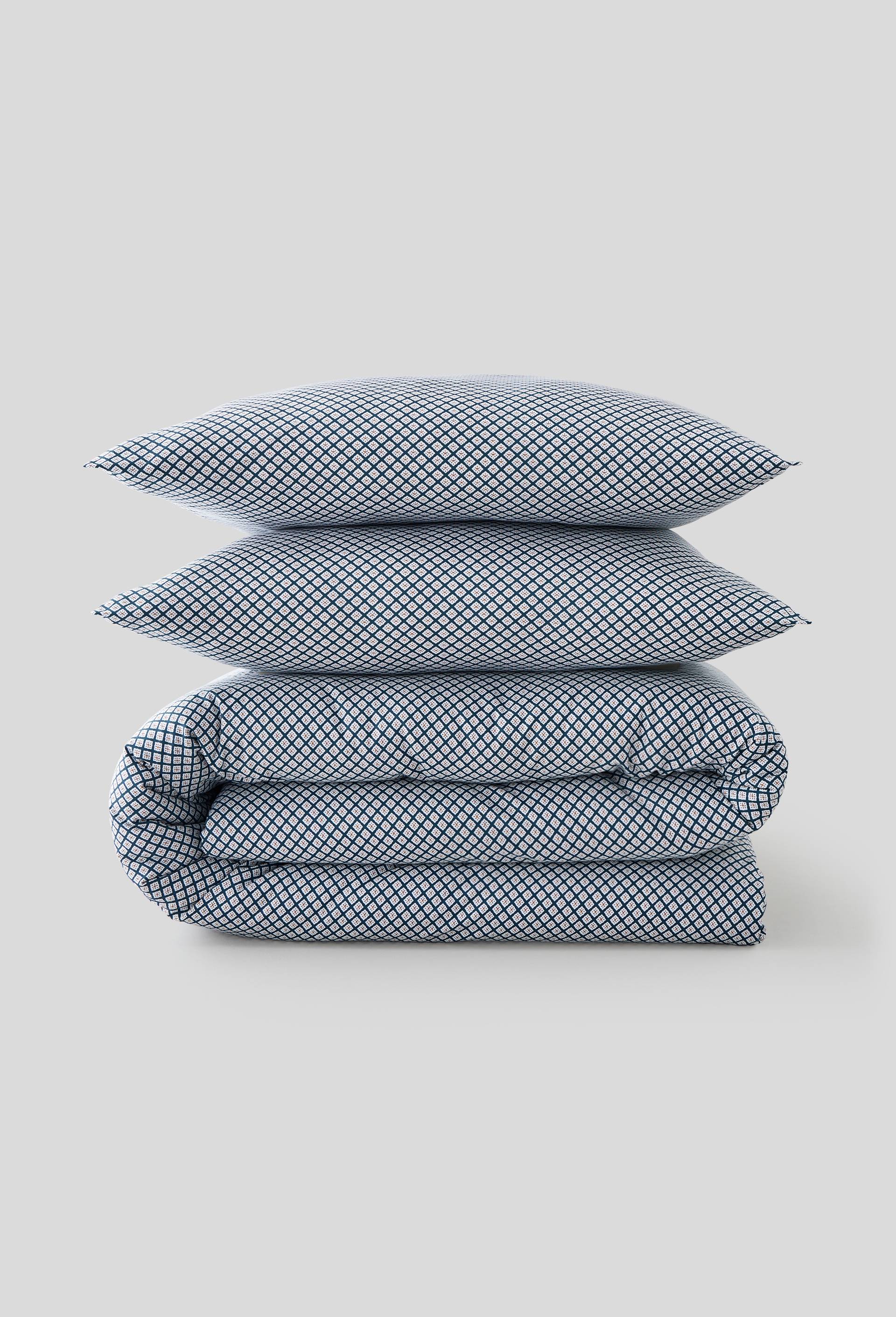 LOT HOUSSE DE COUETTE 240 ET 2 TAIE D OREILLER PRINT VLADIMIR 220 x 240 cm, Bleu, large image number 0