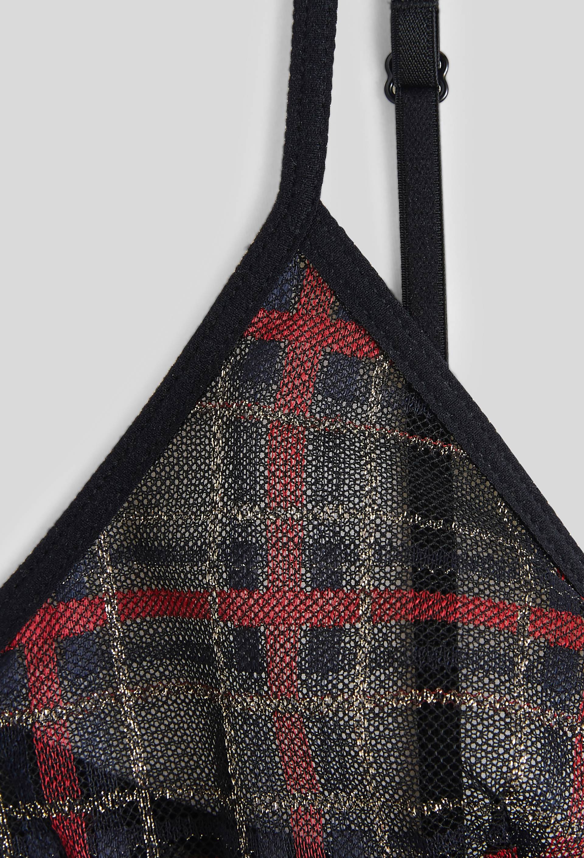 Soutien-gorge triangle en dentelle imprimé jacquard certifiè OEKOTEX, Noir, large image number 2